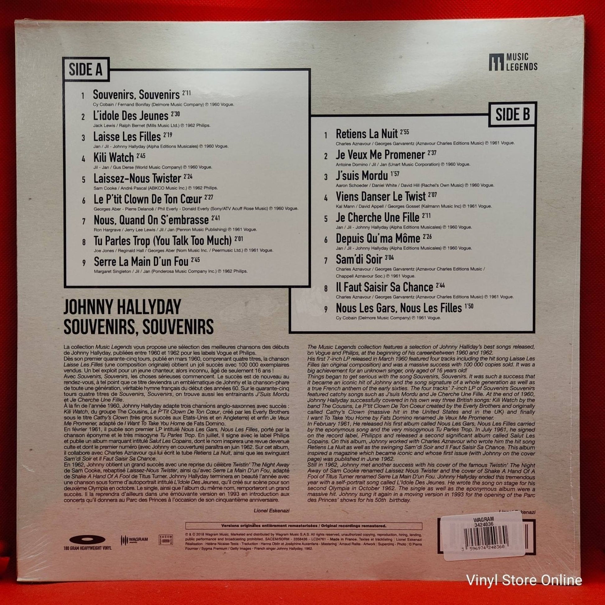 Johnny Hallyday ‎– Souvenirs, Souvenirs - Vinyl Store Online