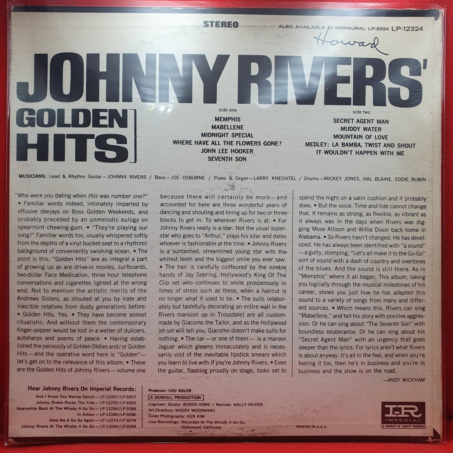 Johnny Rivers ‎– Johnny Rivers' Golden Hits - Vinyl Store Online