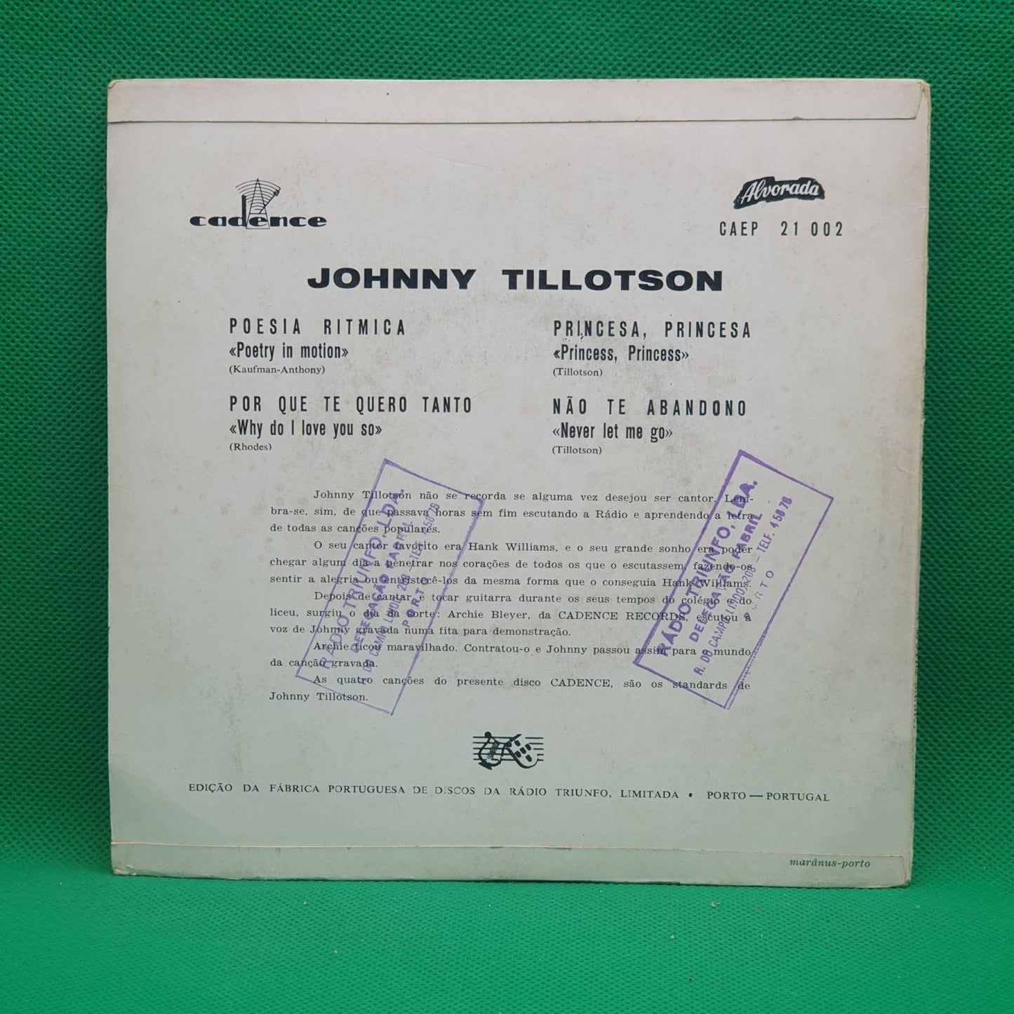 Johnny Tillotson ‎– Poetry In Motion - Vinyl Store Online