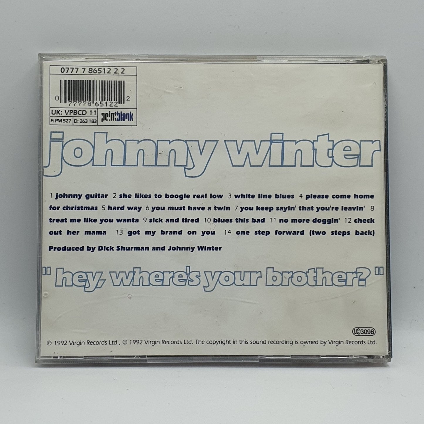 Johnny Winter ‎– Hey, Where's Your Brother? - Vinyl Store Online