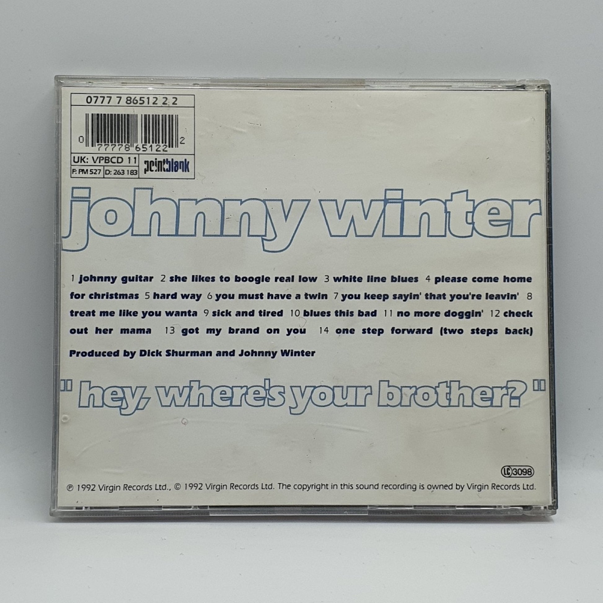 Johnny Winter ‎– Hey, Where's Your Brother? - Vinyl Store Online