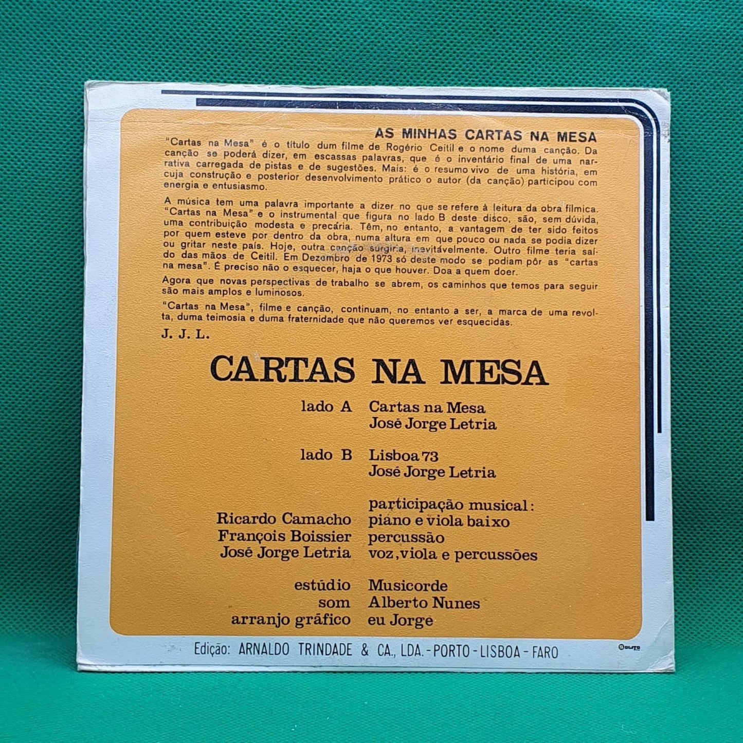 José Jorge Letria ‎– Cartas Na Mesa - Vinyl Store Online