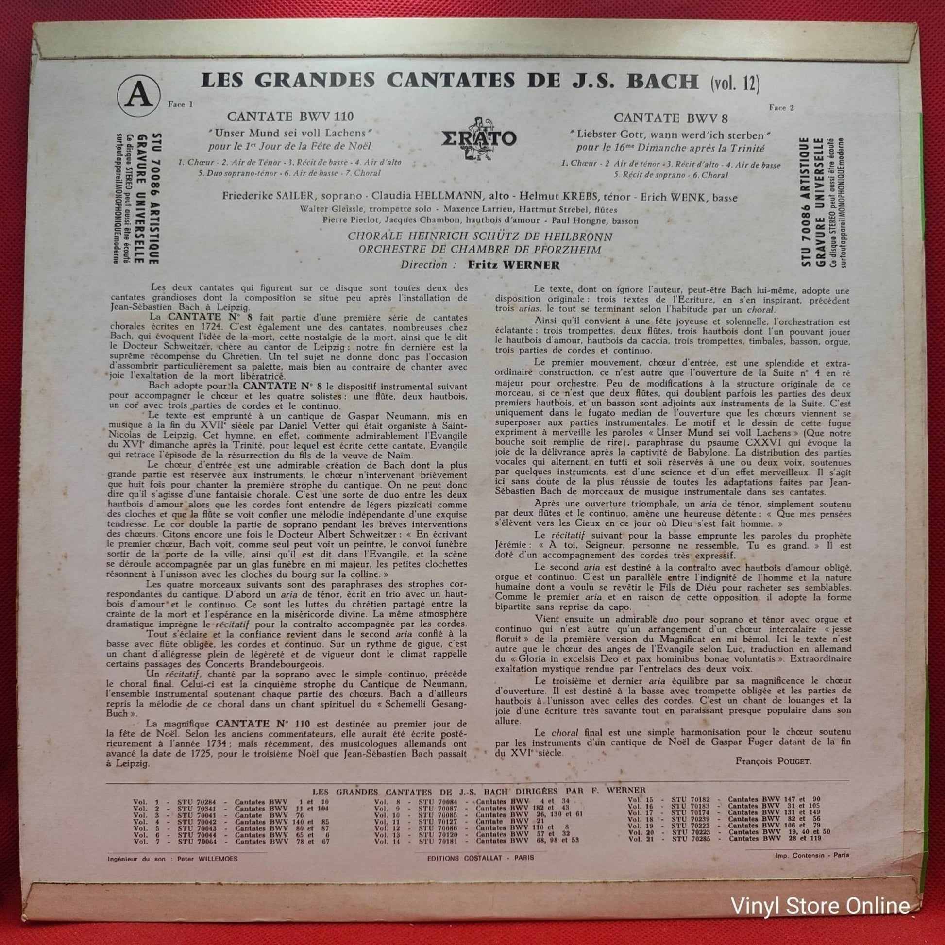 J.S. Bach - Chorale Heinrich Schütz De Heilbronn, Orchestre De Chambre De Pforzheim - Les Grandes Cantates De J.S. Bach (Vol.12) - Vinyl Store Online