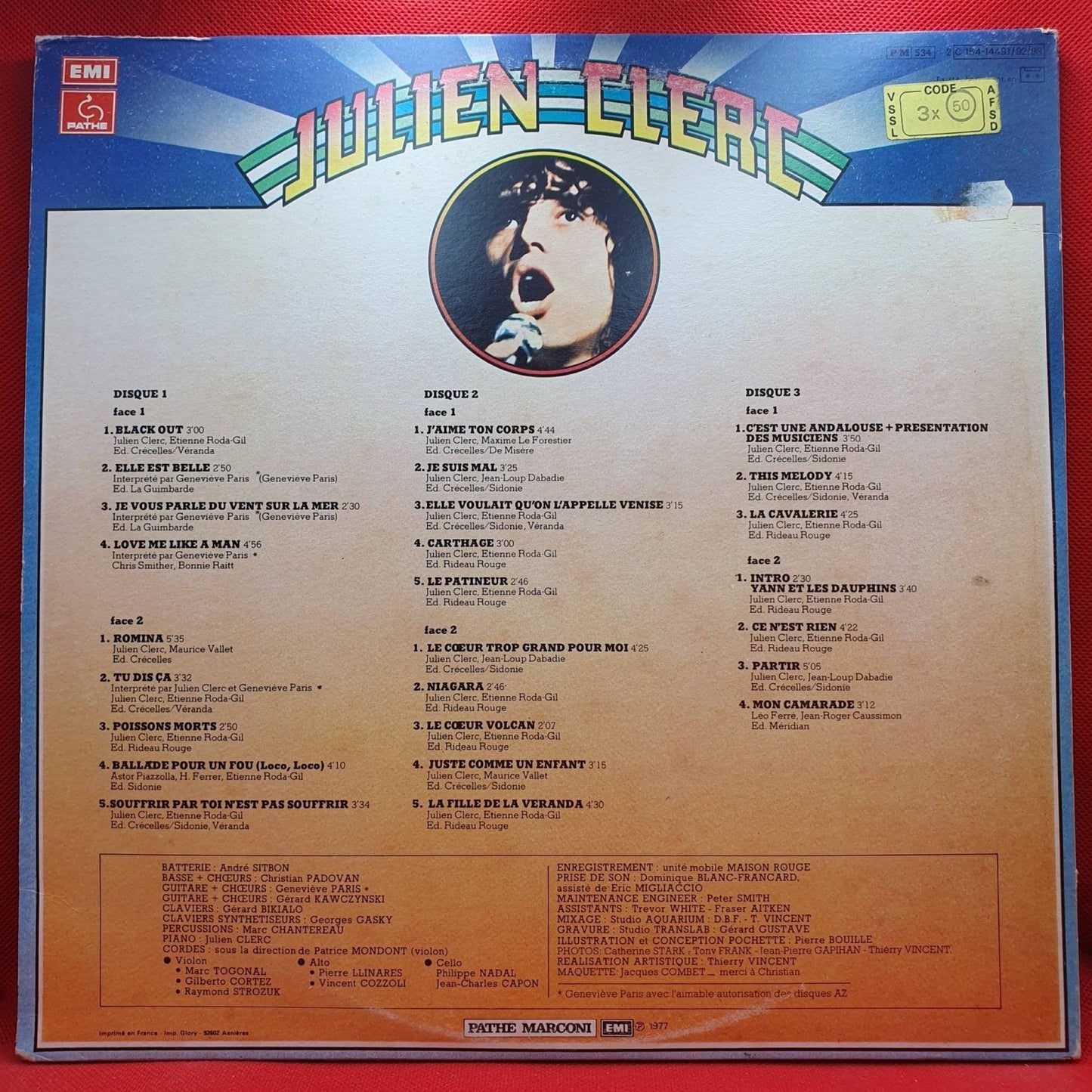 Julien Clerc ‎– Julien Clerc (Enregistrement Public 1977) - Vinyl Store Online