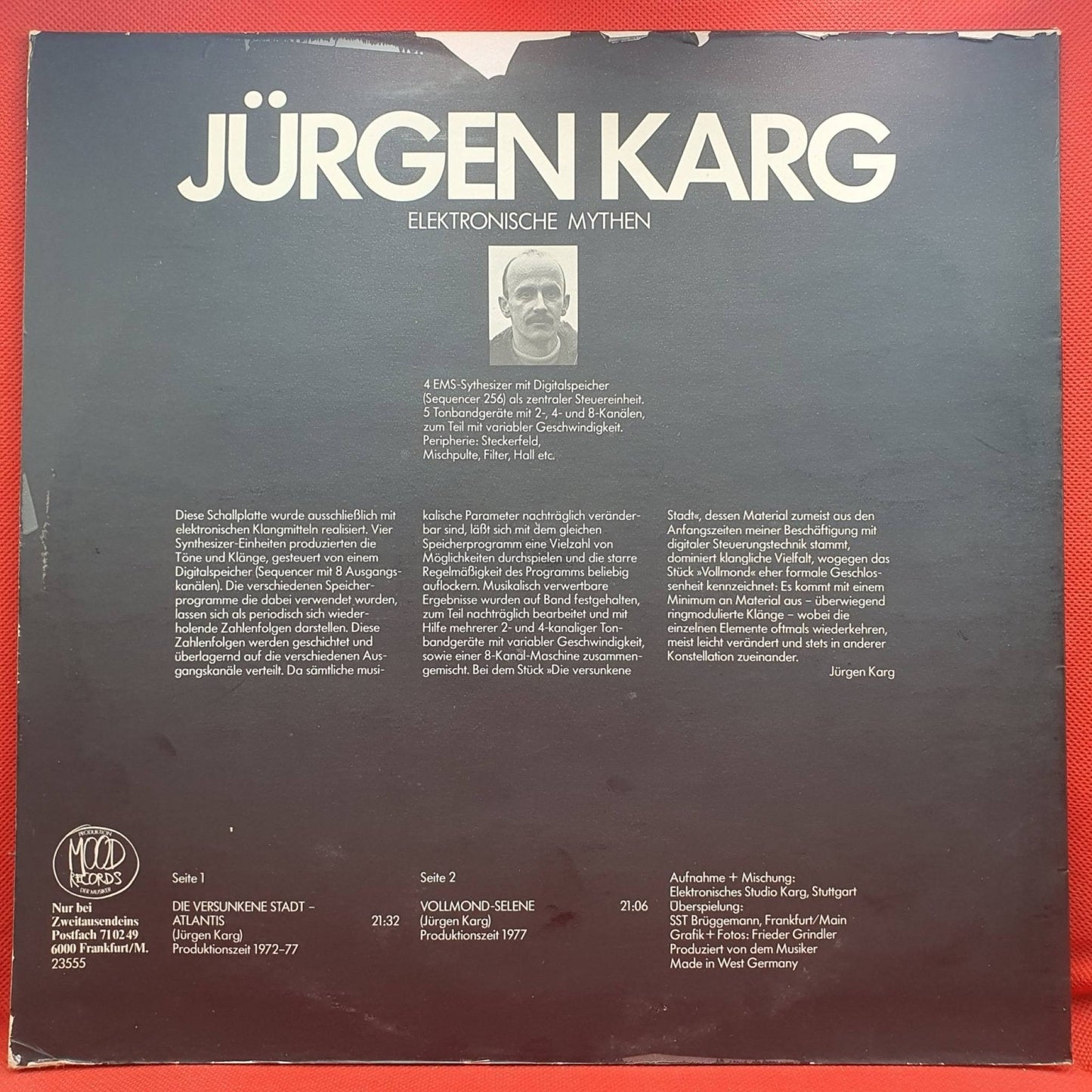 Jürgen Karg ‎– Elektronische Mythen - Vinyl Store Online