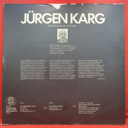 Jürgen Karg ‎– Elektronische Mythen - Vinyl Store Online