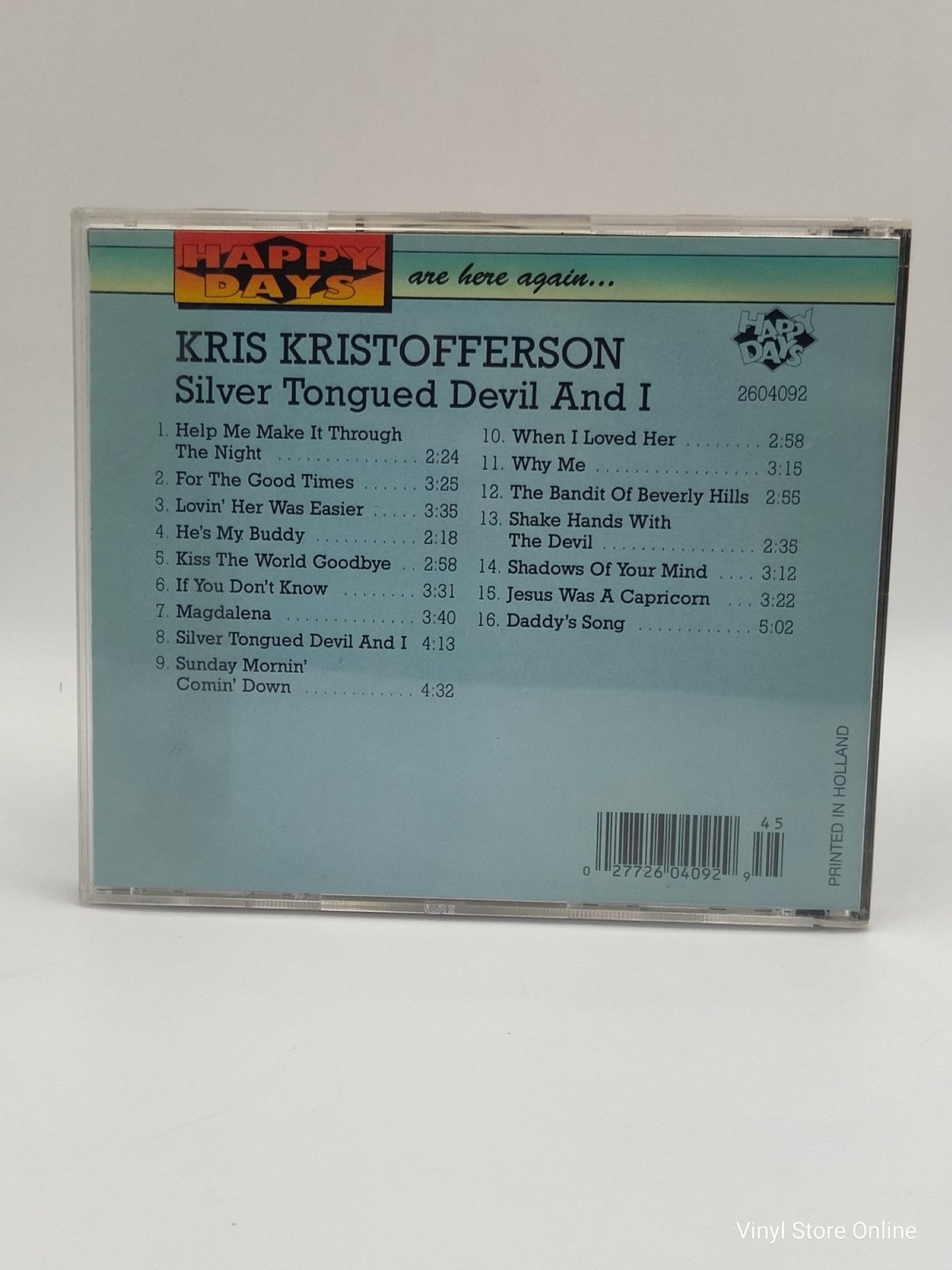 Kris Kristofferson ‎– Silver Tongued Devil And I - Vinyl Store Online