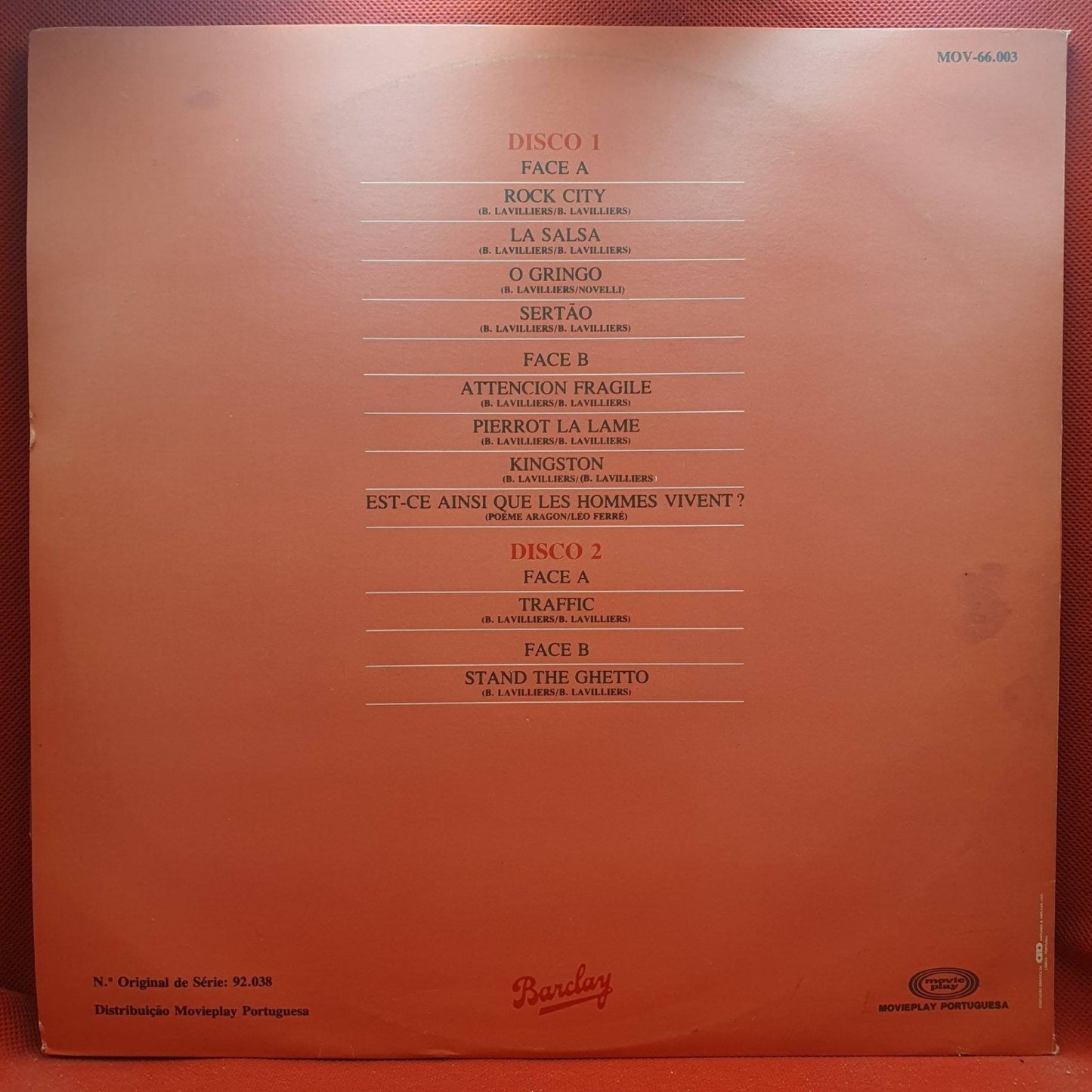 Lavilliers ‎– O Gringo - Vinyl Store Online