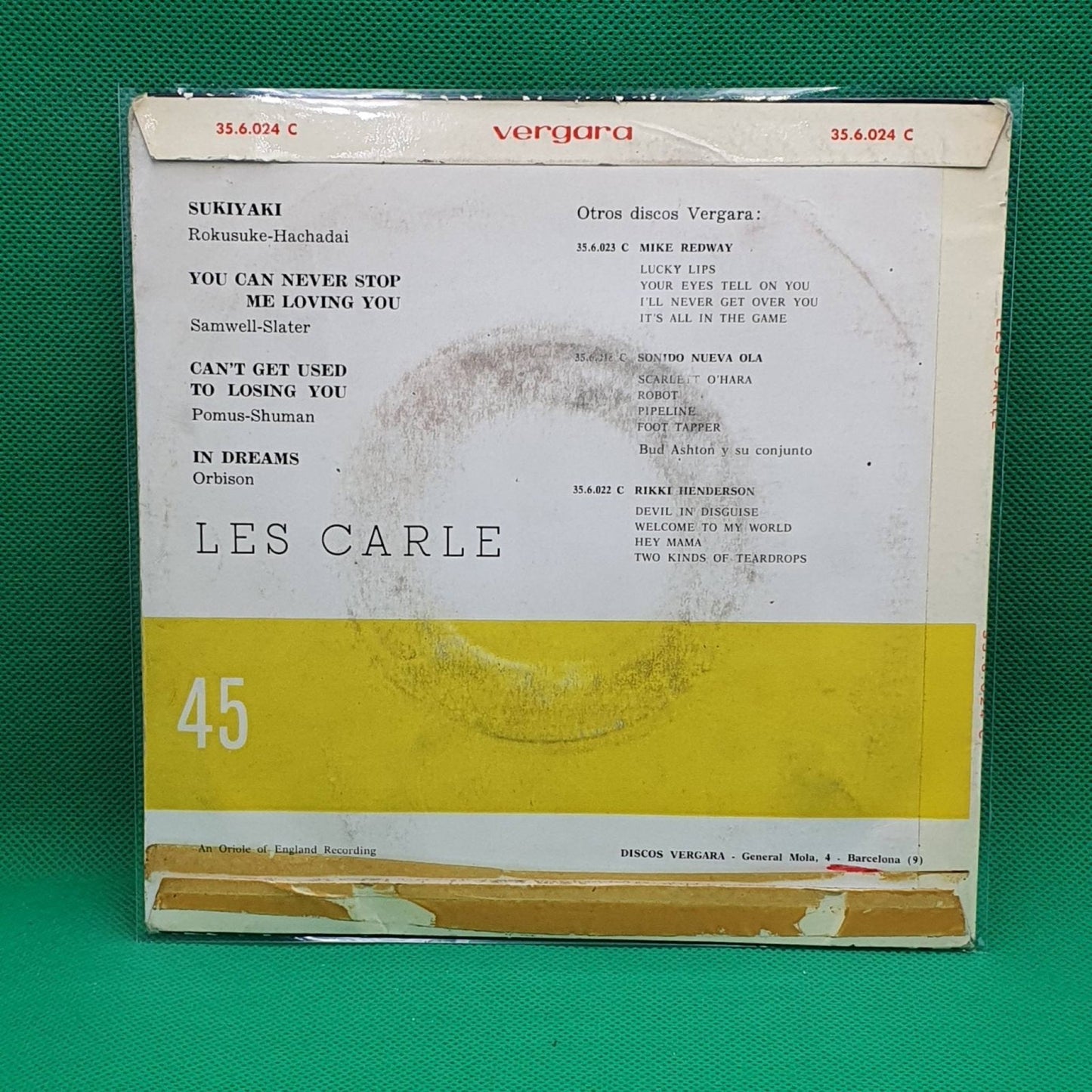 Les Carle ‎– Sukiyaki / You Can Never Stop Me Loving You - Vinyl Store Online