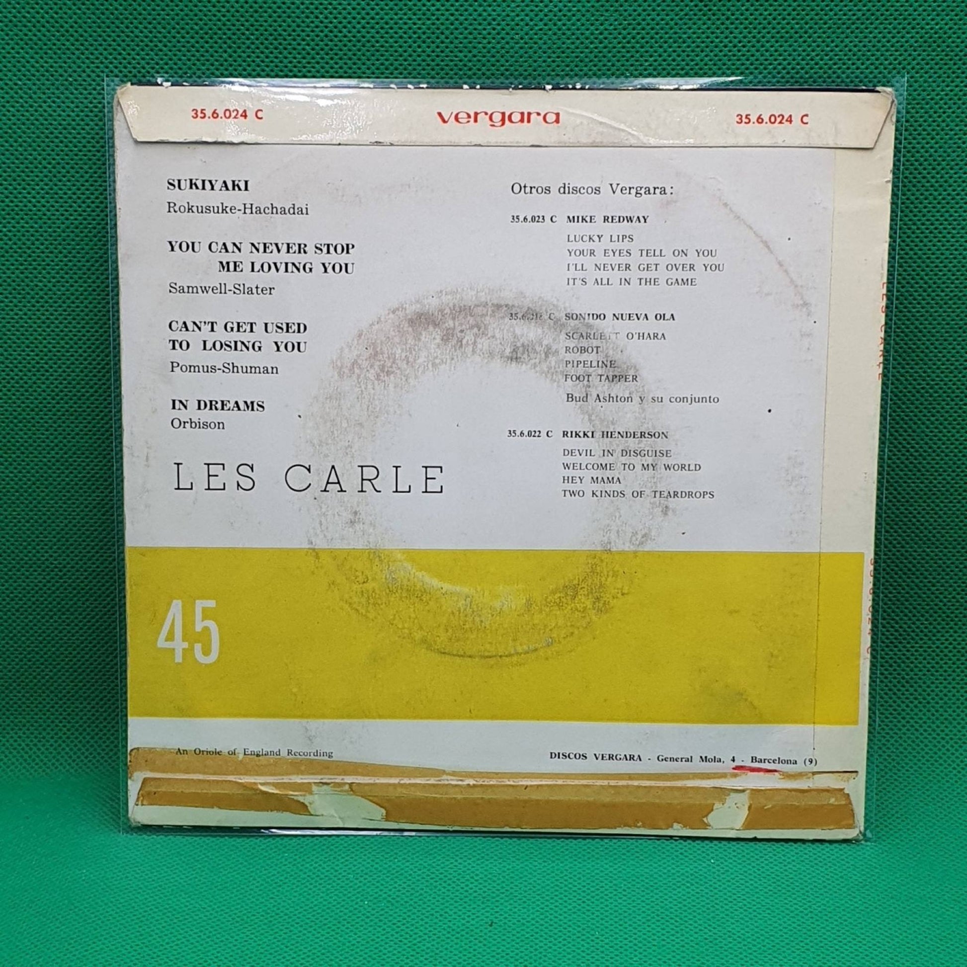 Les Carle ‎– Sukiyaki / You Can Never Stop Me Loving You - Vinyl Store Online