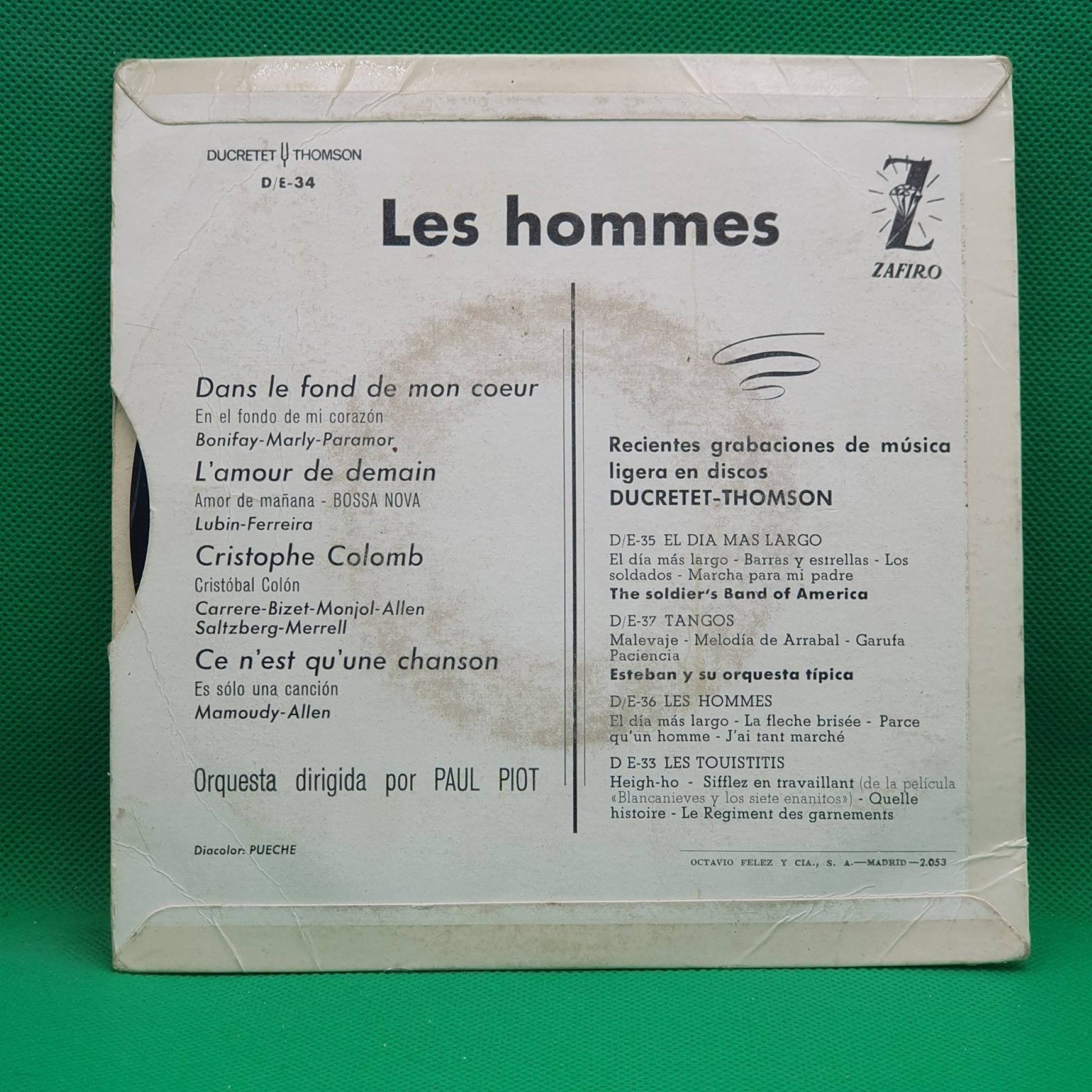 Les Hommes - Cristoph Colomb / Dans Le Fond De Mon Coeur - Vinyl Store Online