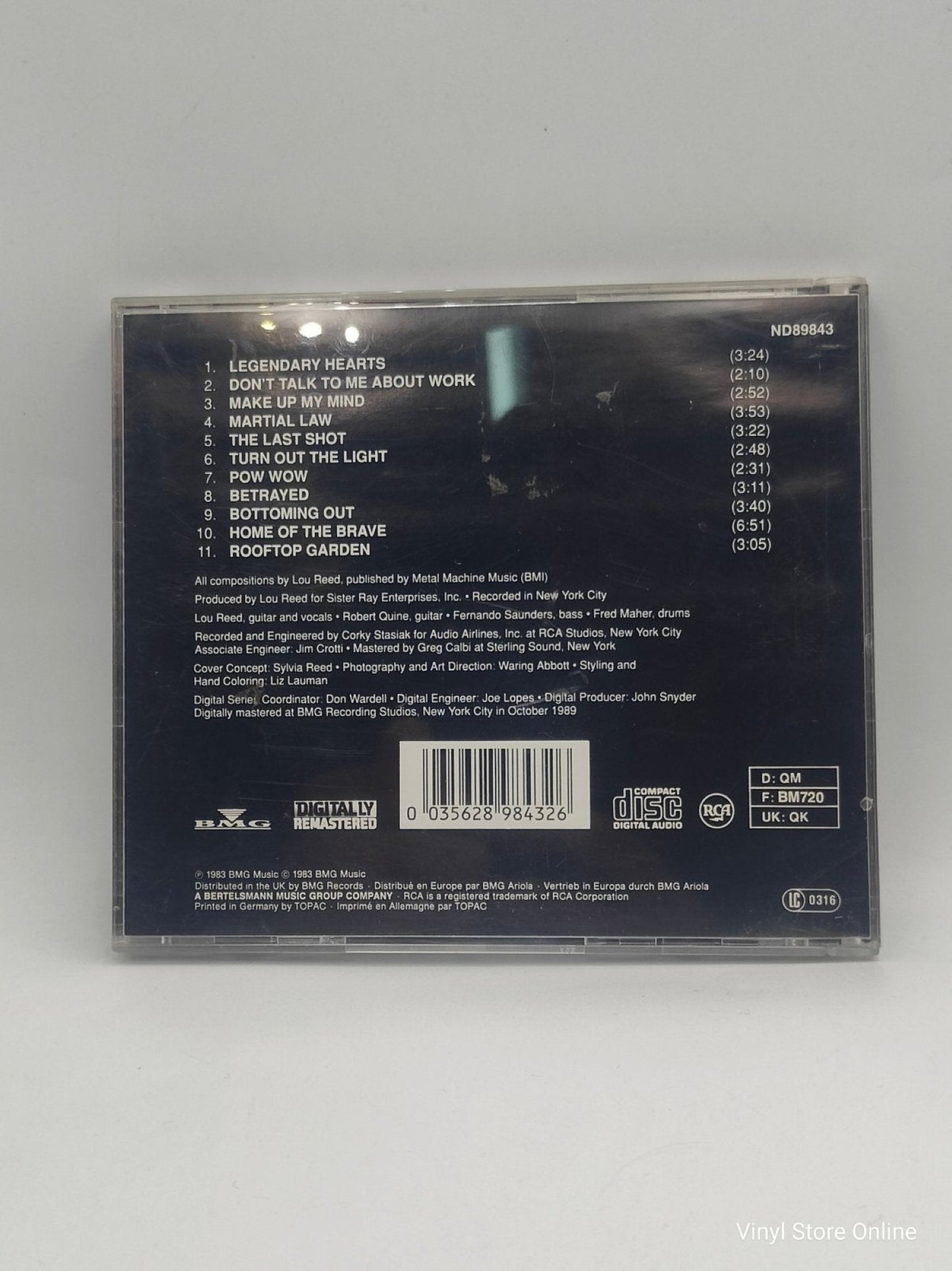 Lou Reed ‎– Legendary Hearts - Vinyl Store Online