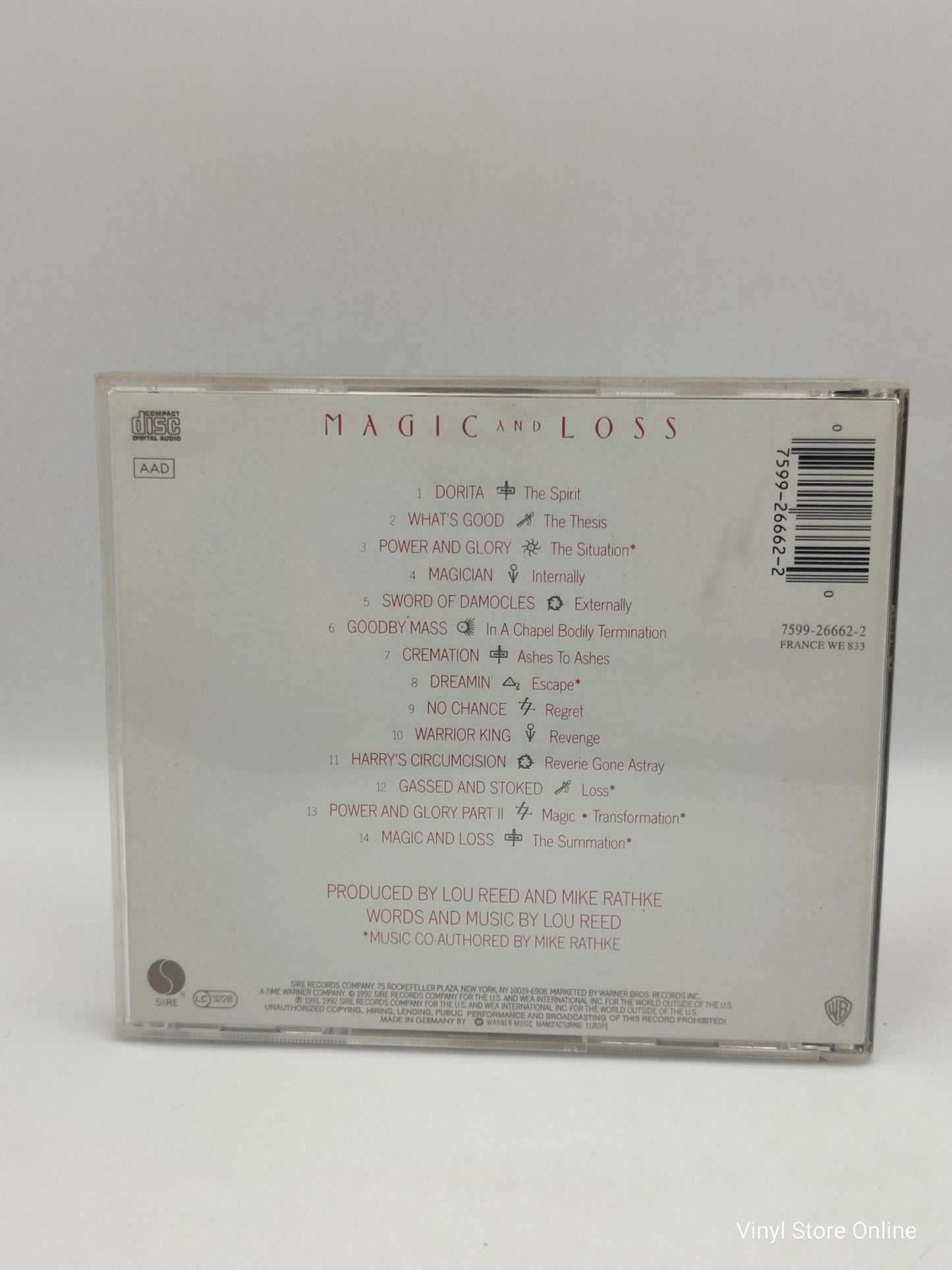 Lou Reed ‎– Magic And Loss - Vinyl Store Online