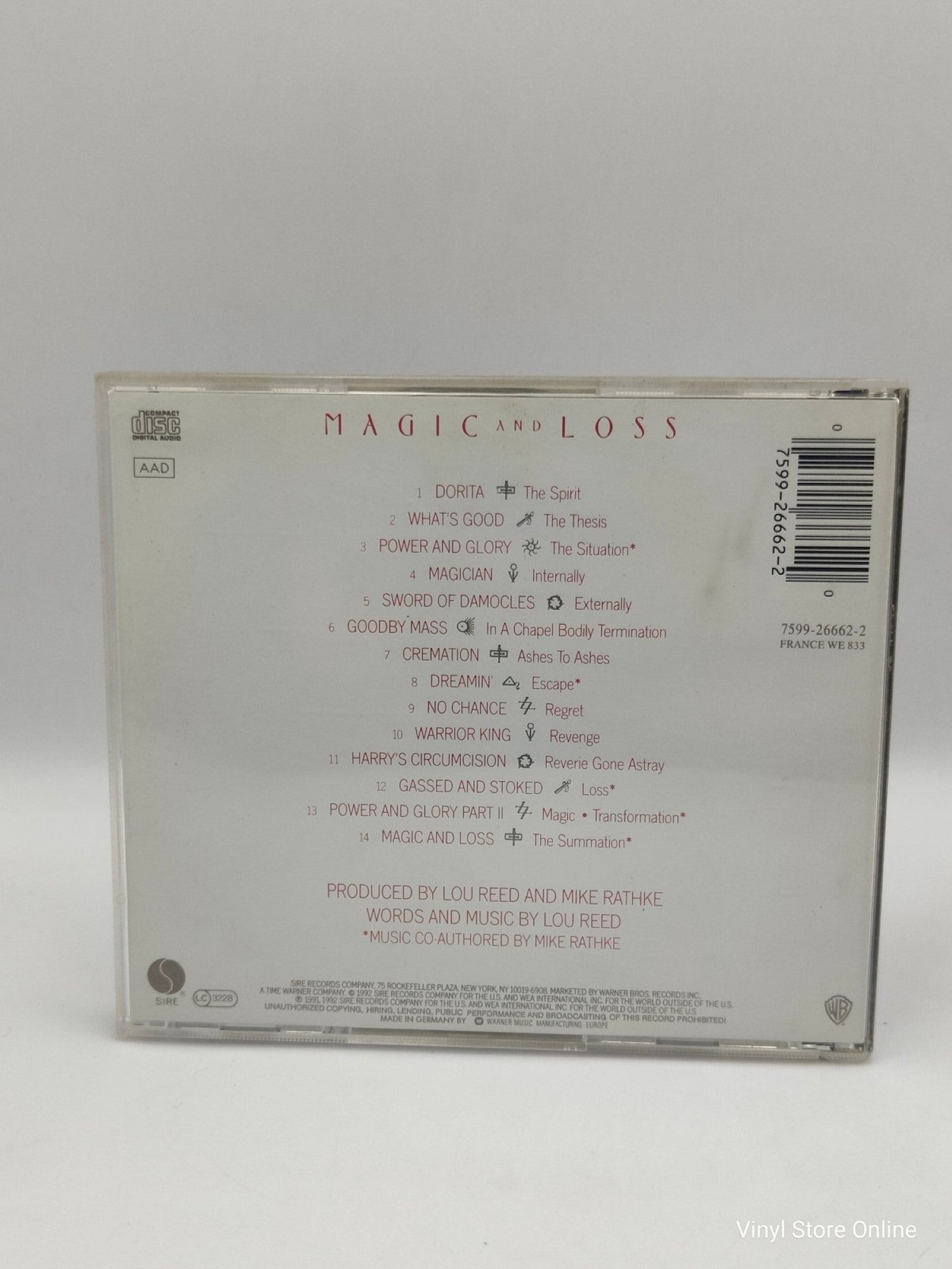 Lou Reed ‎– Magic And Loss - Vinyl Store Online