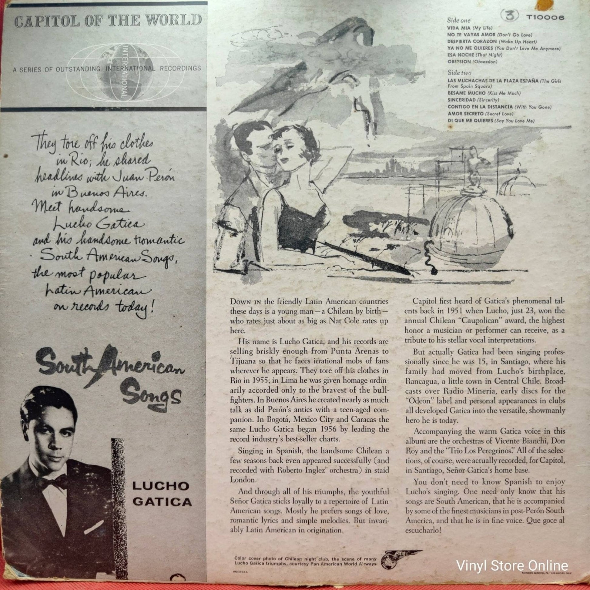 Lucho Gatica ‎– South American Songs - Vinyl Store Online