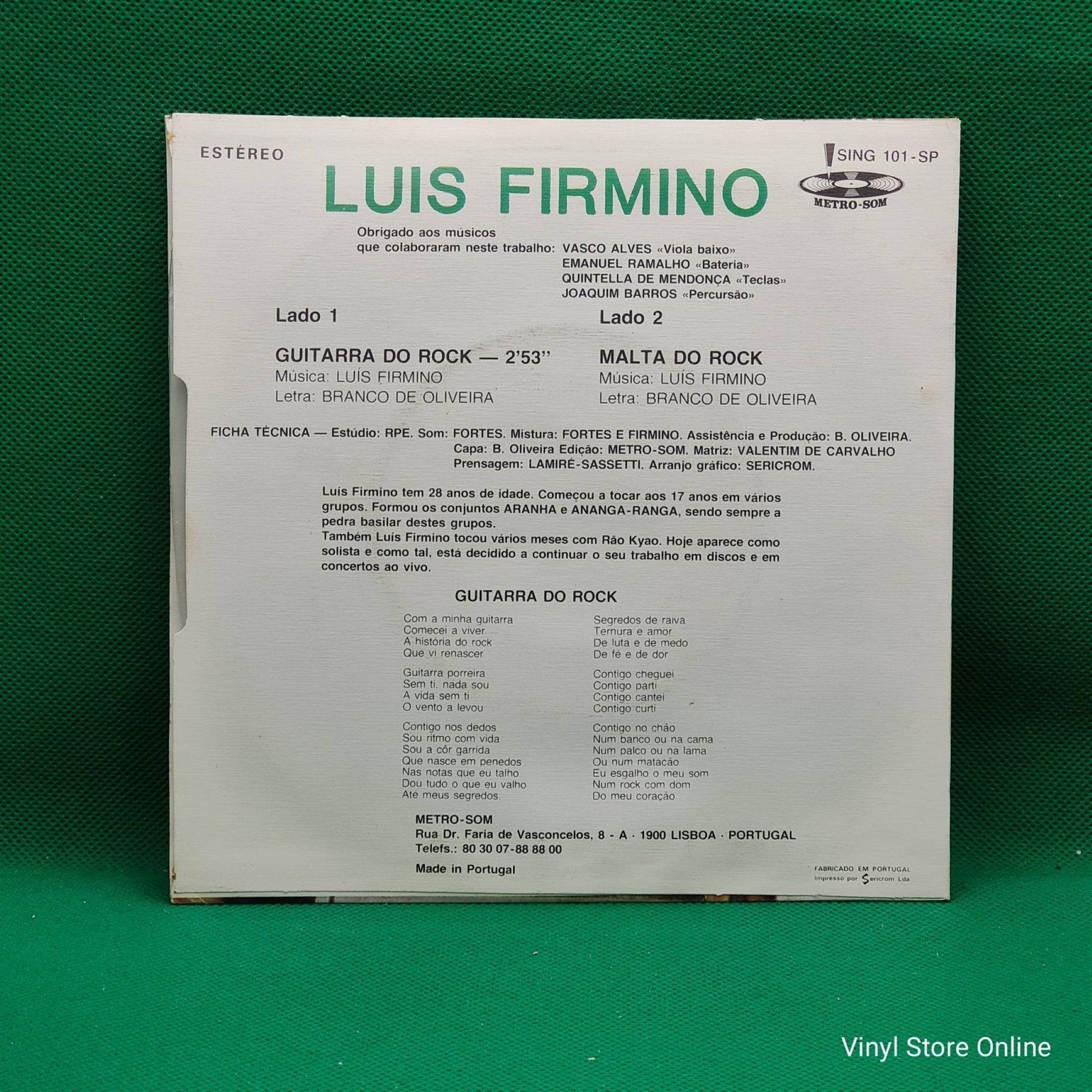 Luís Firmino ‎– Guitarra Do Rock - Vinyl Store Online