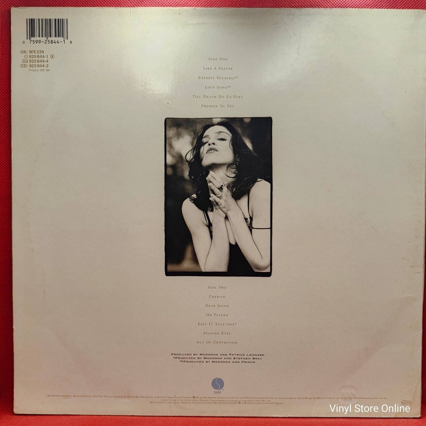 Madonna ‎– Like A Prayer - Vinyl Store Online