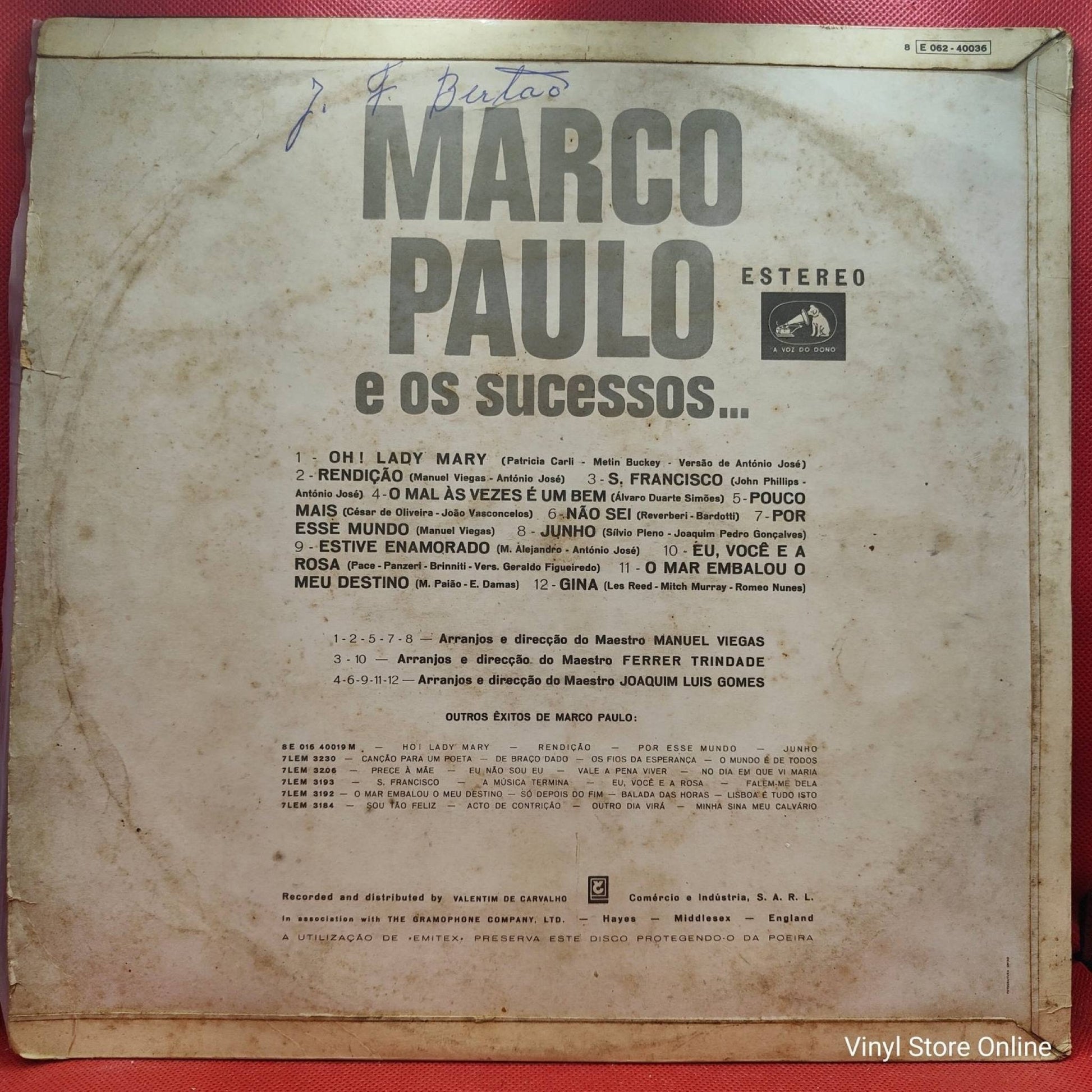 Marco Paulo ‎– E Os Sucessos... - Vinyl Store Online