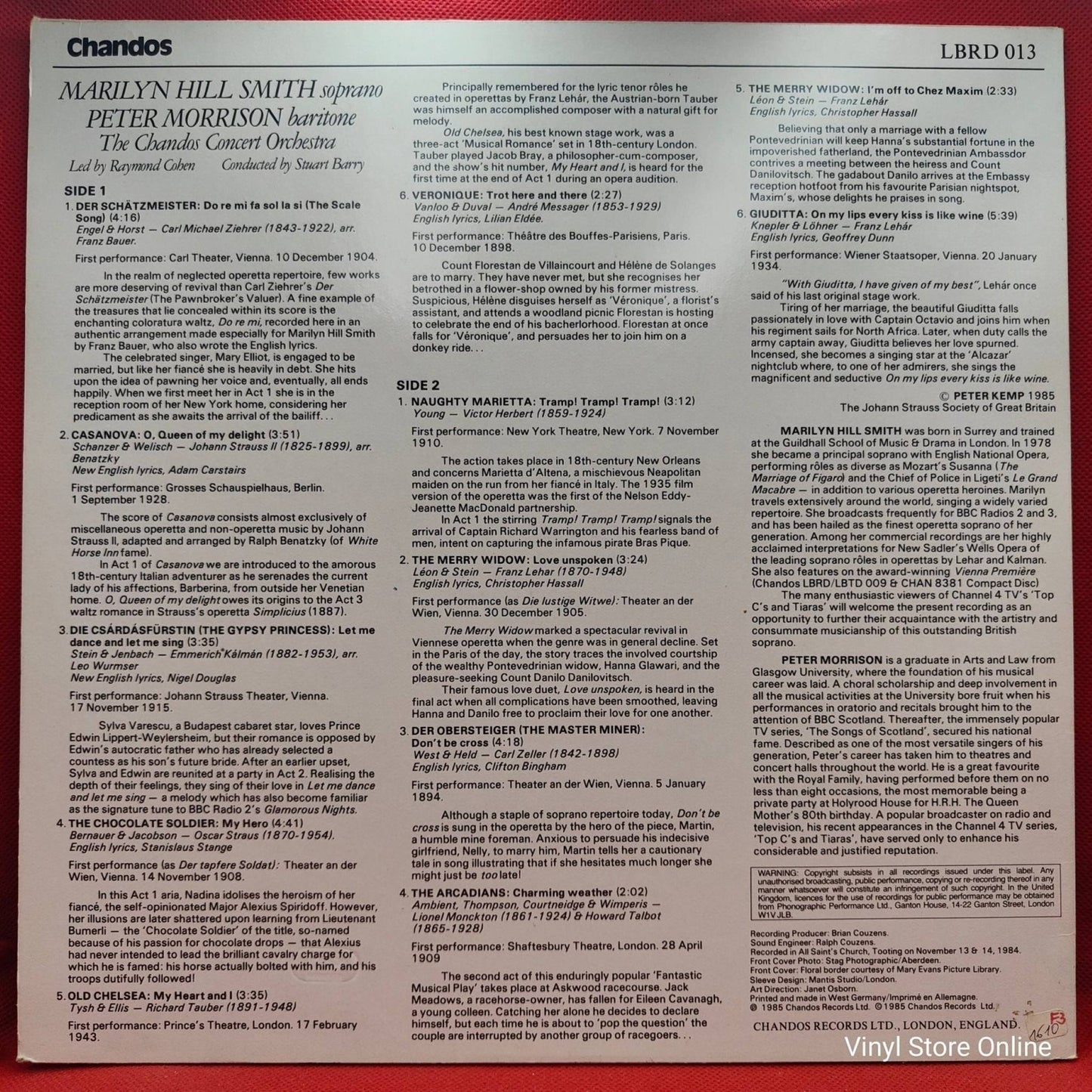 Marilyn Hill Smith & Peter Morrison ‎– Treasures Of Operetta - Vinyl Store Online