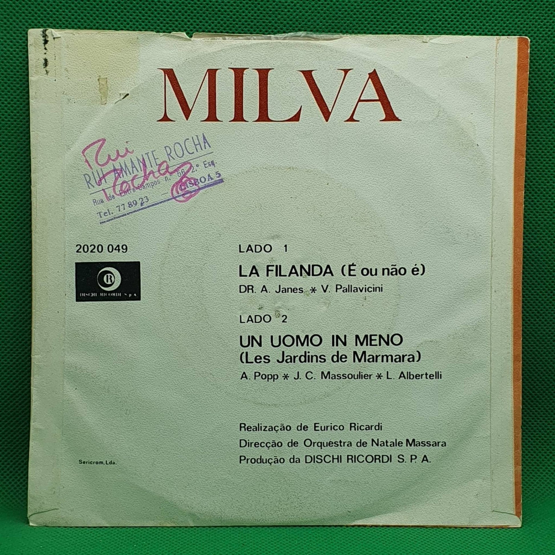 Milva ‎– La Filanda / Un Uomo In Meno - Vinyl Store Online