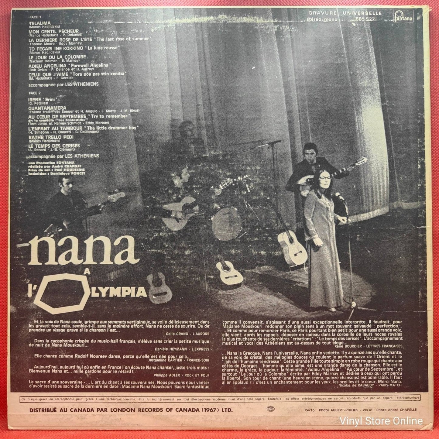 Nana Mouskouri ‎– À L'Olympia - Vinyl Store Online