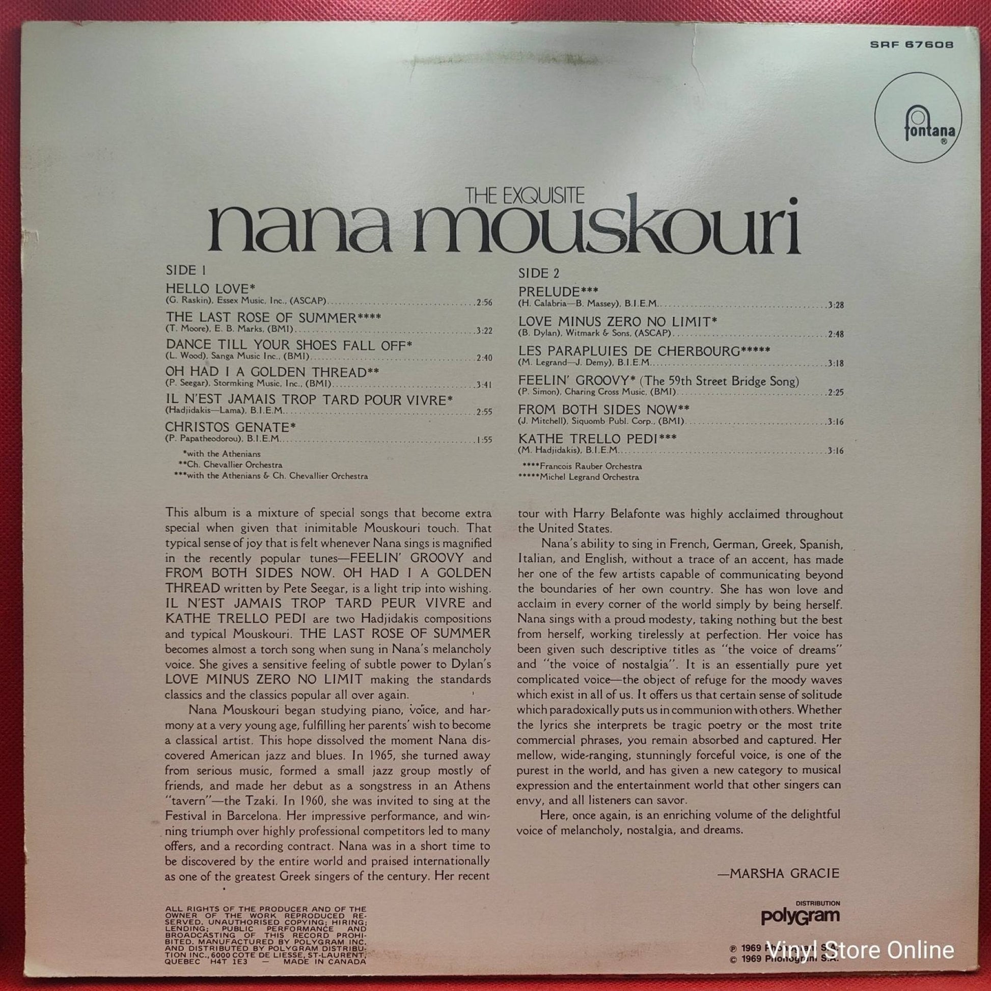 Nana Mouskouri ‎– The Exquisite Nana Mouskouri - Vinyl Store Online