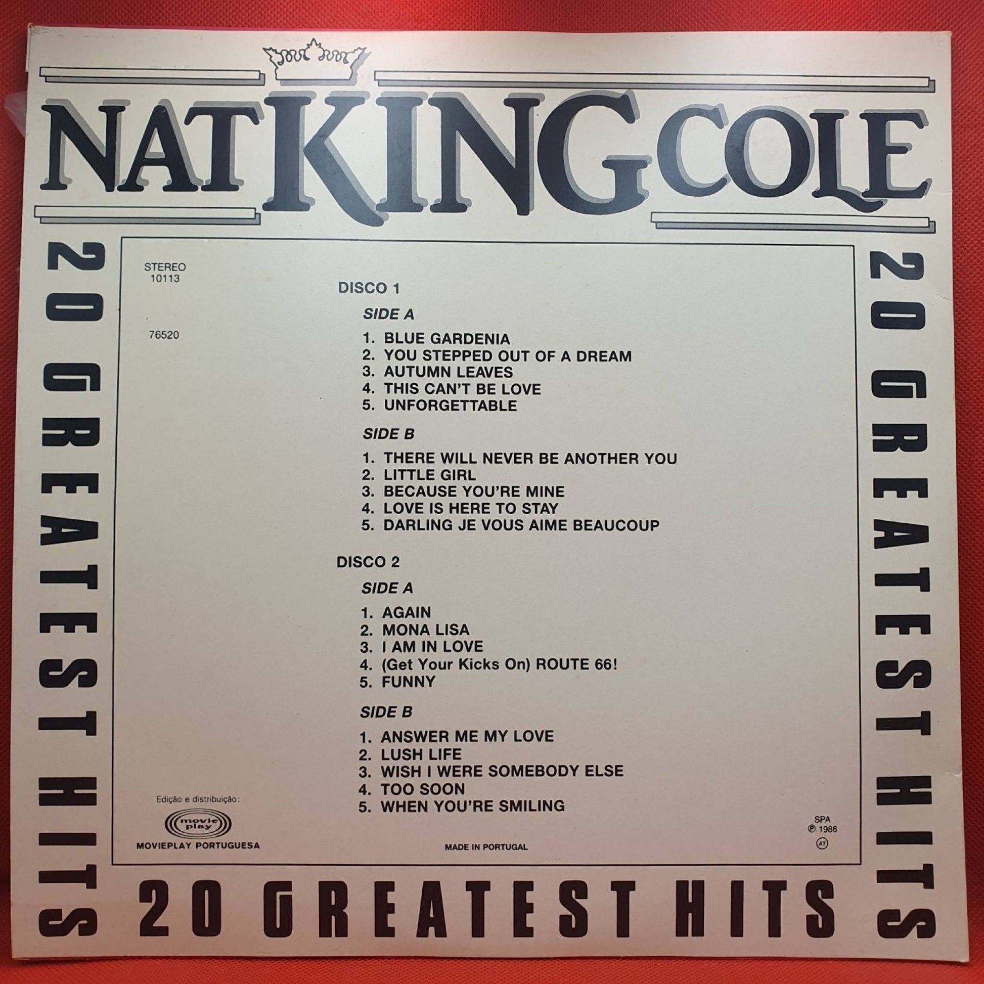 Nat King Cole ‎– 20 Greatest Hits - Vinyl Store Online