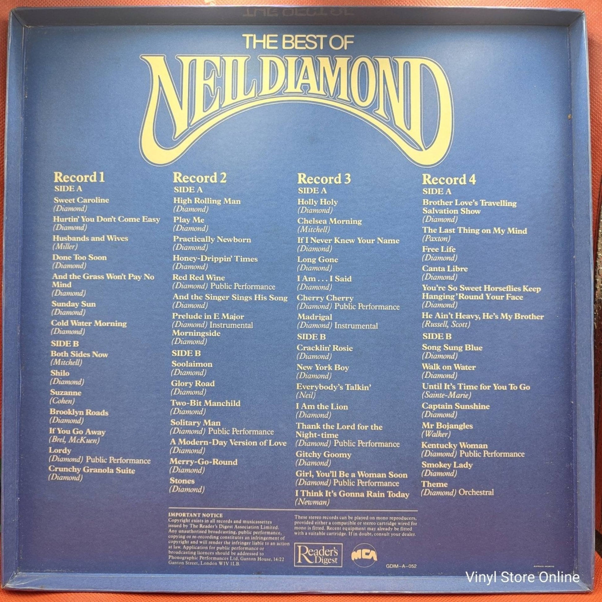 Neil Diamond ‎– The Best Of Neil Diamond - Vinyl Store Online