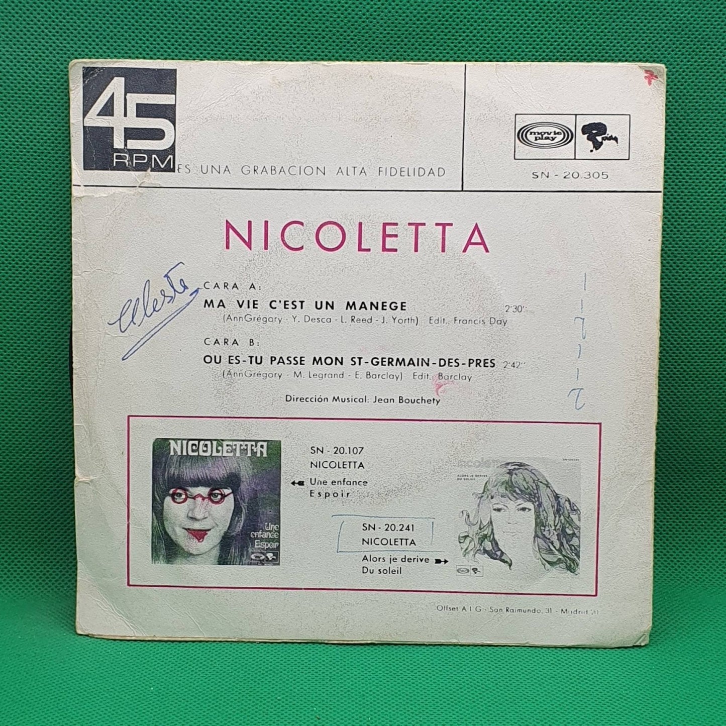 Nicoletta ‎– Ma Vie C'est Un Manège - Vinyl Store Online