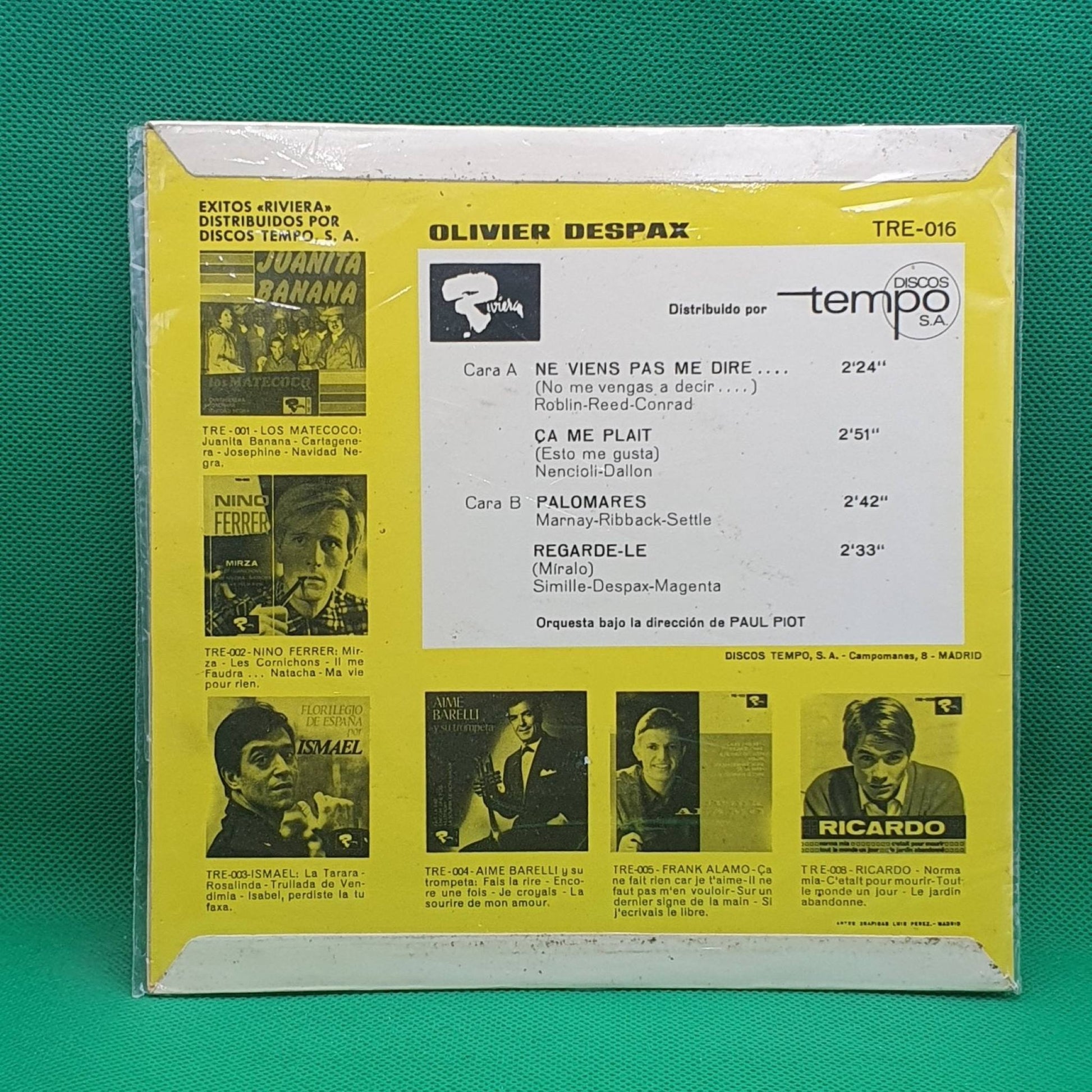 Olivier Despax ‎– Ne Viens Pas Me Dire / Ça Me Plait / Palomares / Regarde - le - Vinyl Store Online