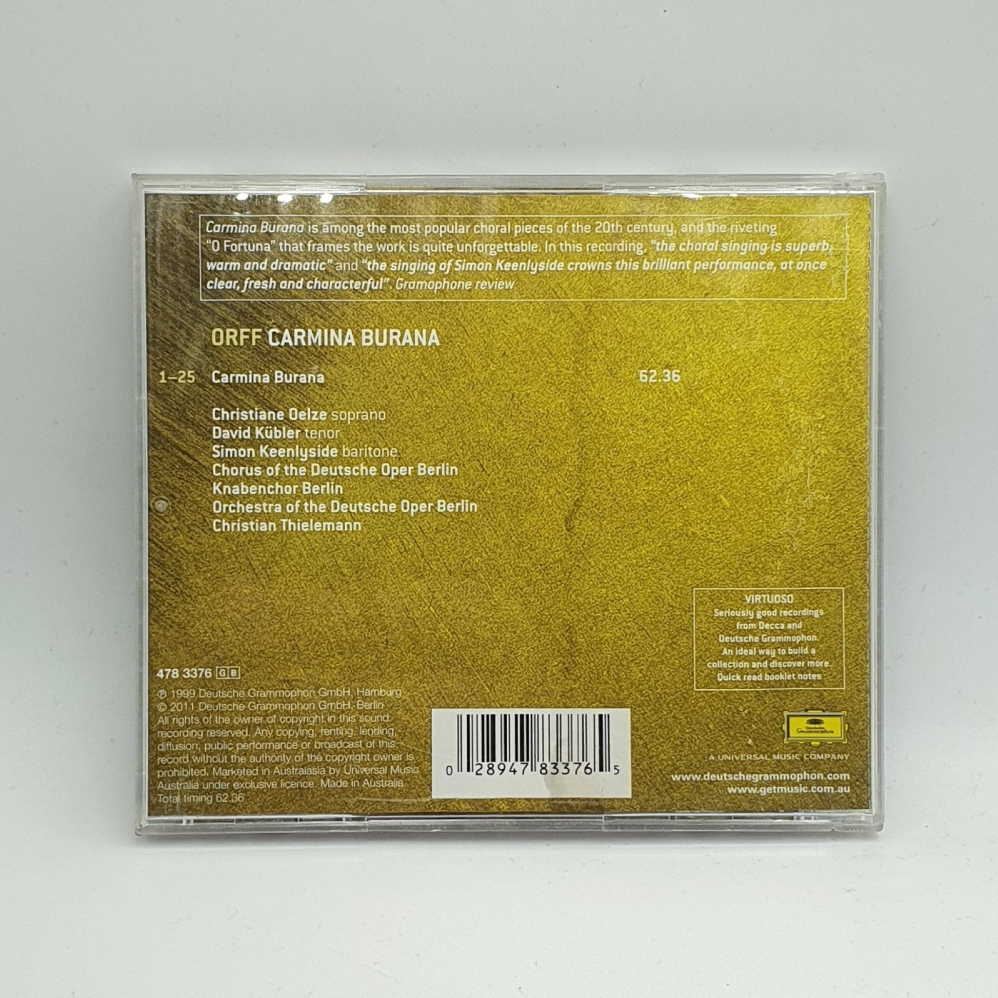 Orff, Chor der Deutschen Oper Berlin Und Orchester ‎– Carmina Burana - Vinyl Store Online