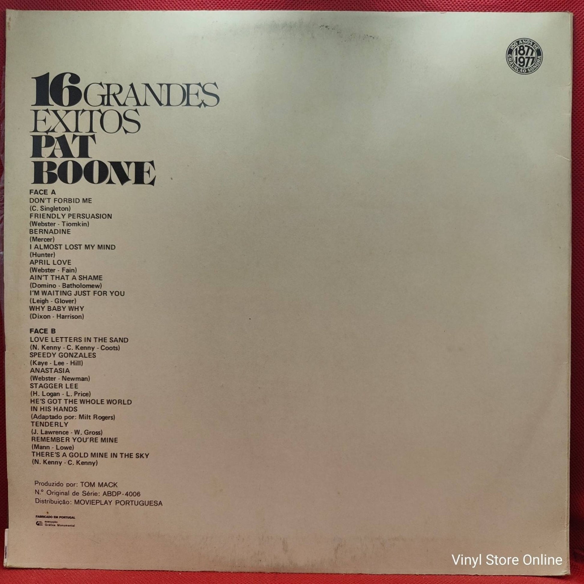 Pat Boone ‎– 16 Grandes Exitos - Vinyl Store Online
