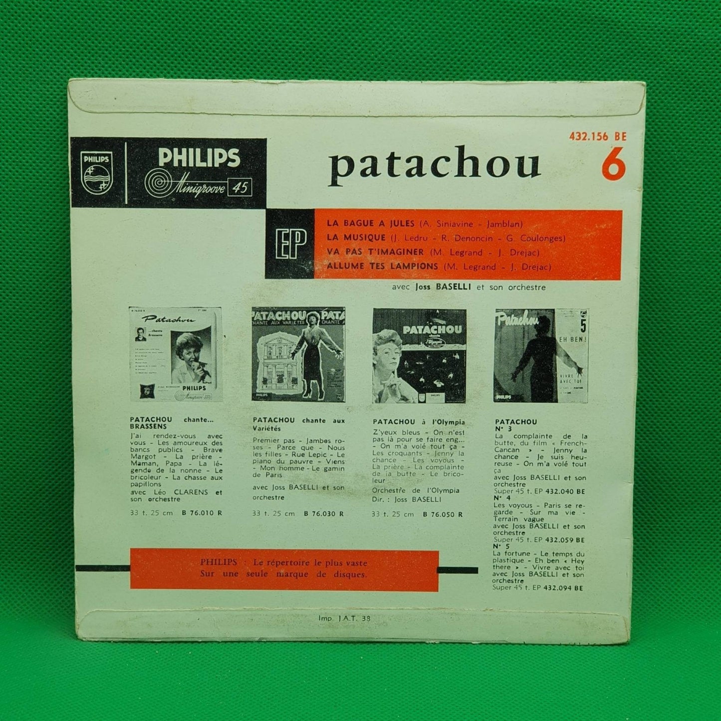 Patachou Avec Joss Baselli Et Son Orchestre ‎– 6 - La Bague À Jules - Vinyl Store Online