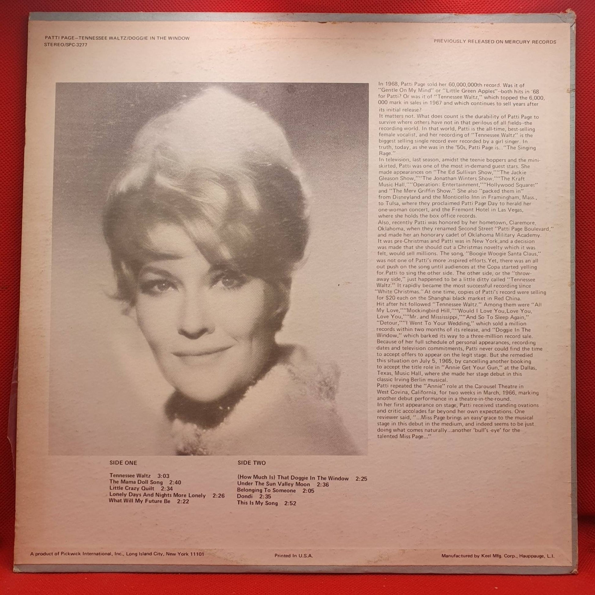 Patti Page ‎– Tennessee Waltz - Vinyl Store Online