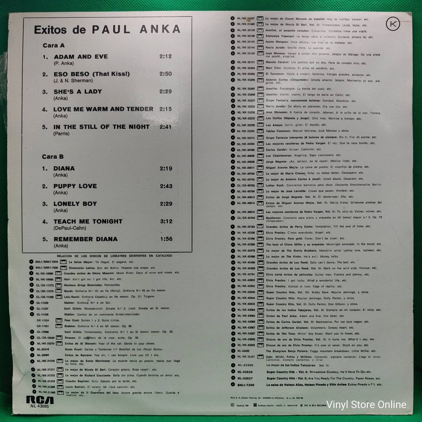 Paul Anka ‎– Exitos De Paul Anka - Vinyl Store Online