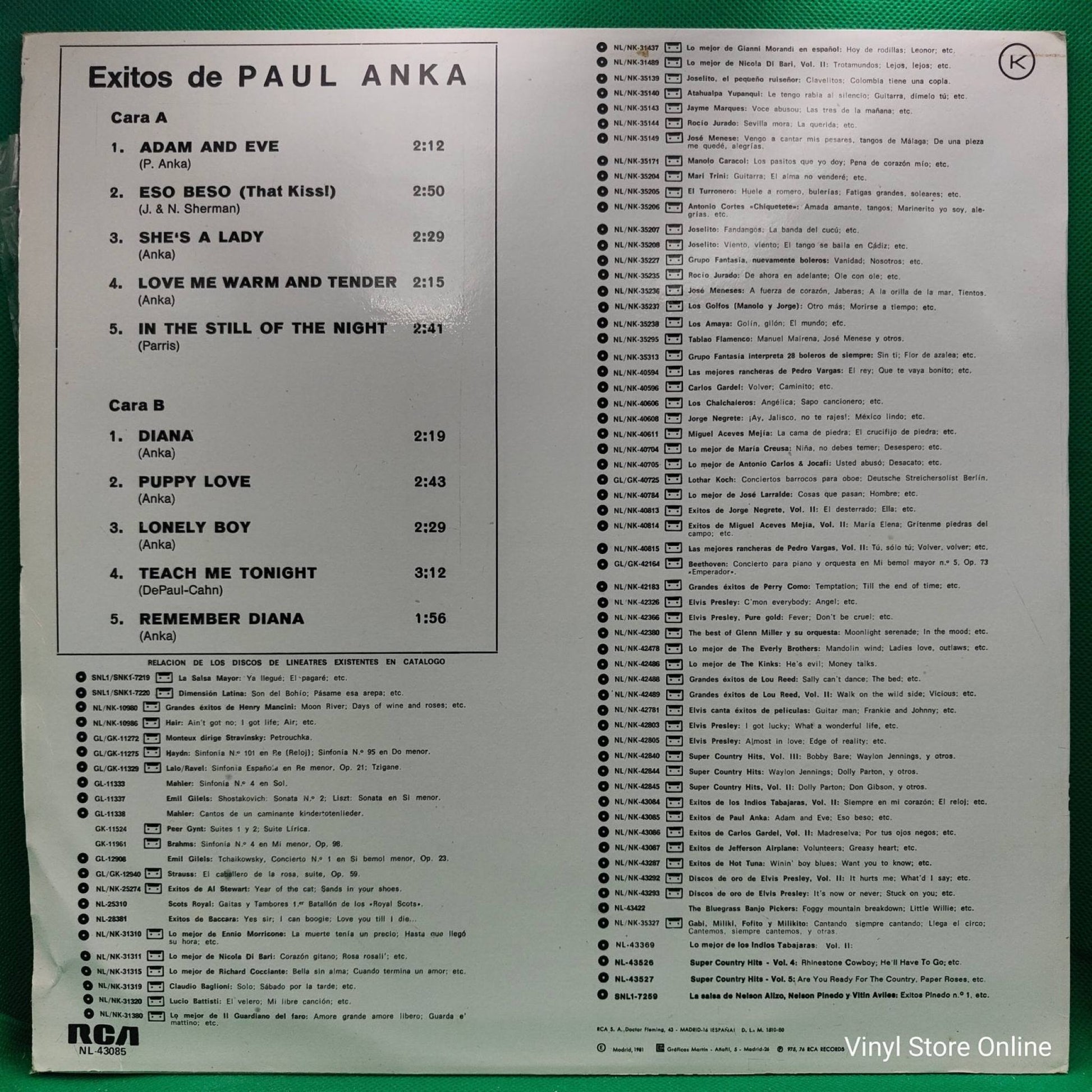 Paul Anka ‎– Exitos De Paul Anka - Vinyl Store Online