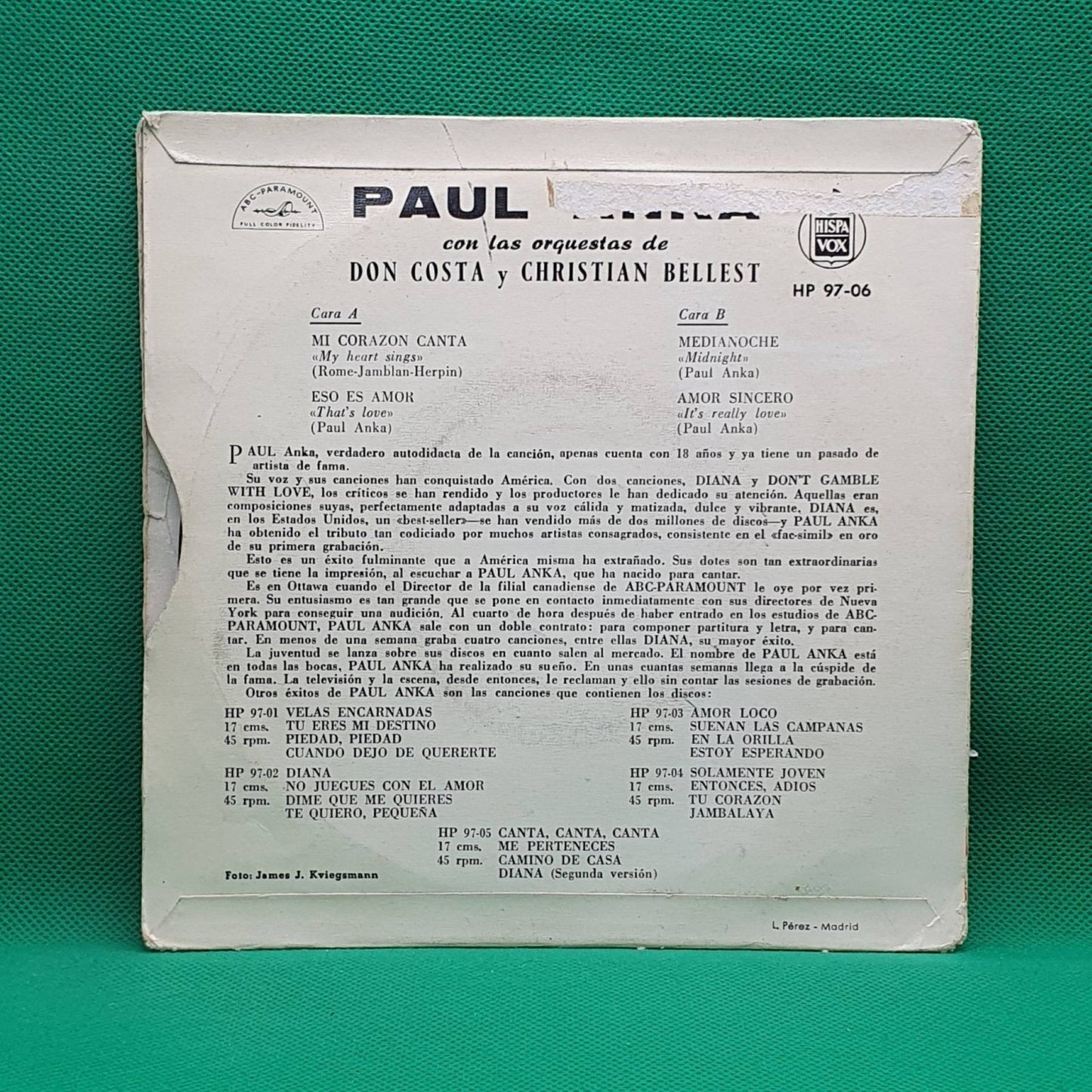 Paul Anka ‎– Mi Corazón Canta / Eso Es Amor - Vinyl Store Online