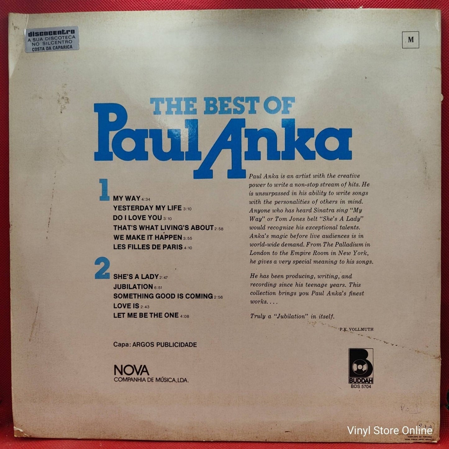 Paul Anka ‎– The Best Of Paul Anka - Vinyl Store Online