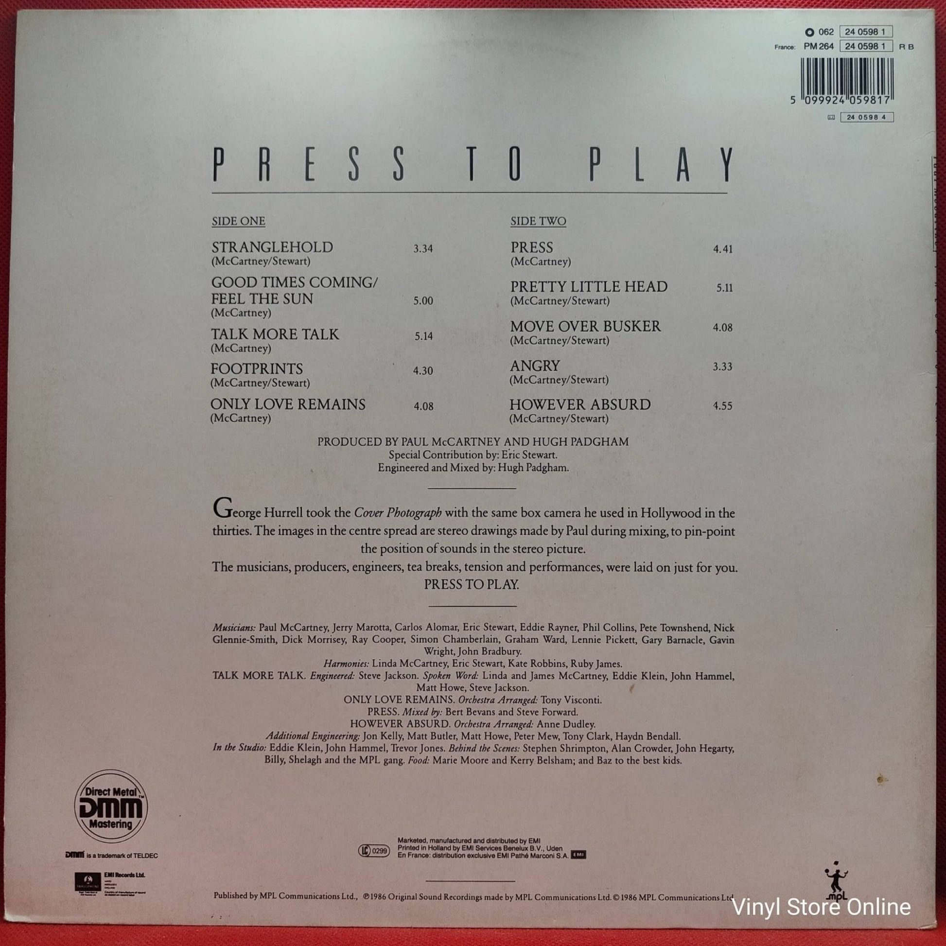 Paul McCartney ‎– Press To Play - Vinyl Store Online