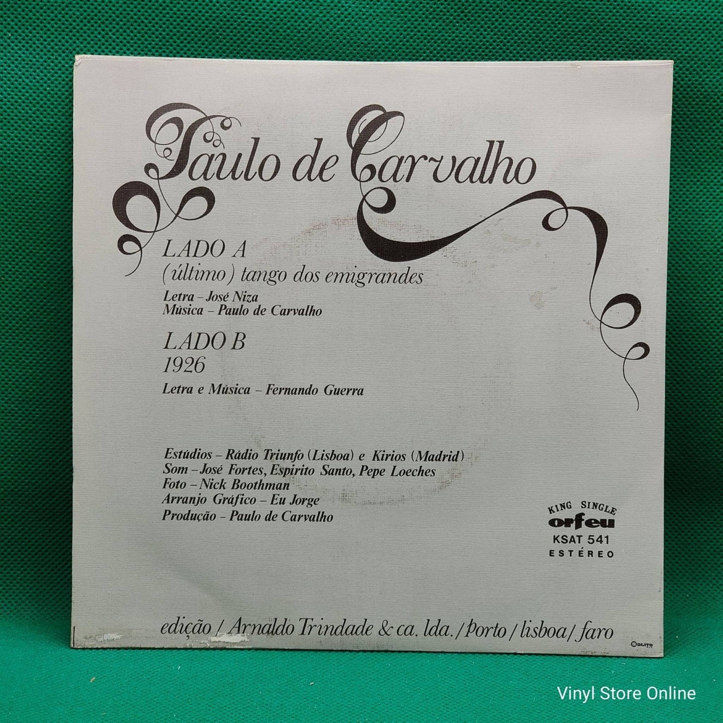 Paulo De Carvalho ‎– (Último) Tango Dos Emigrandes / 1926 - Vinyl Store Online