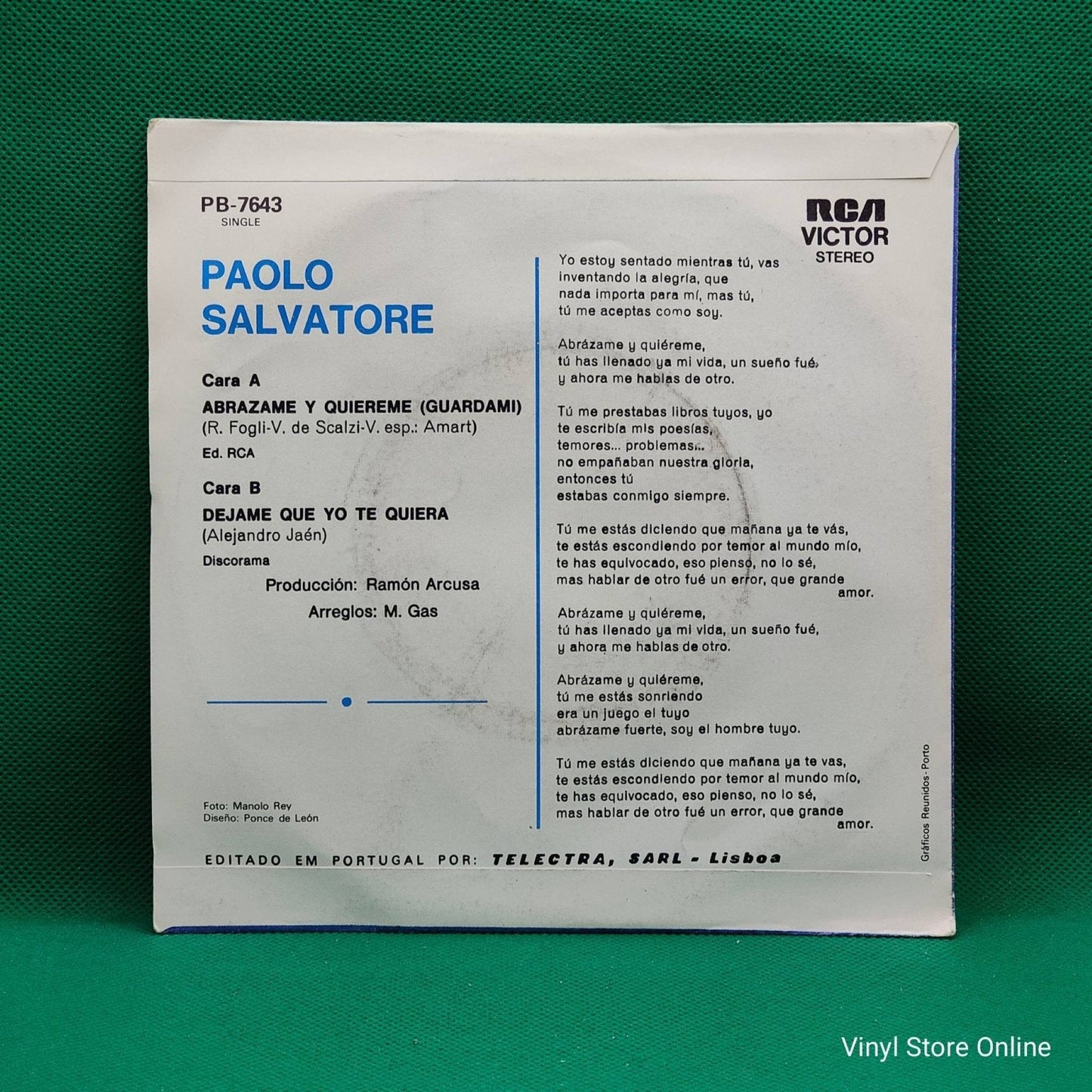 Pauolo Salvatore - Abrazame y Quiereme - Vinyl Store Online