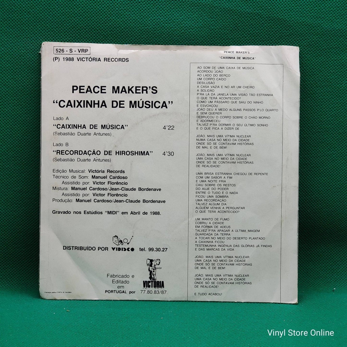 Peace Makers ‎– Caixinha De Musica / Recordação De Hiroshima - Vinyl Store Online