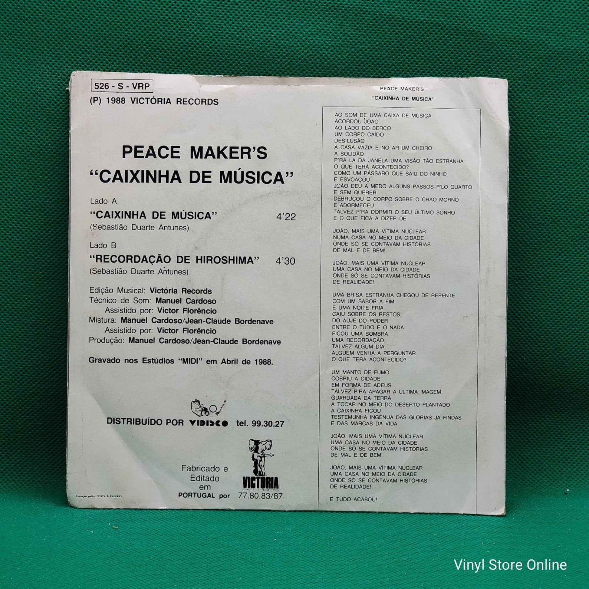 Peace Makers ‎– Caixinha De Musica / Recordação De Hiroshima - Vinyl Store Online