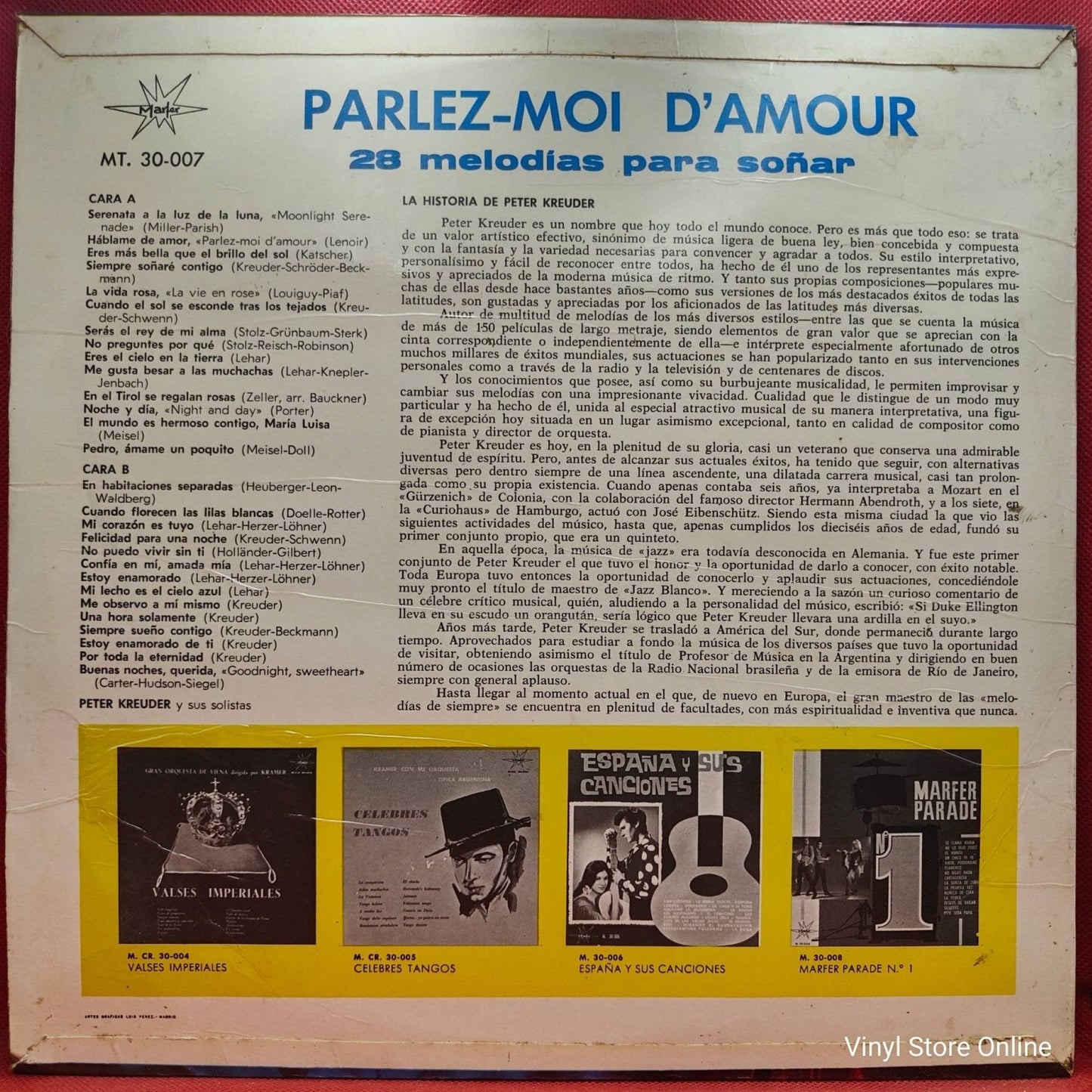 Peter Kreuder Y Sus Solistas ‎– Parlez - moi D'amour - Vinyl Store Online