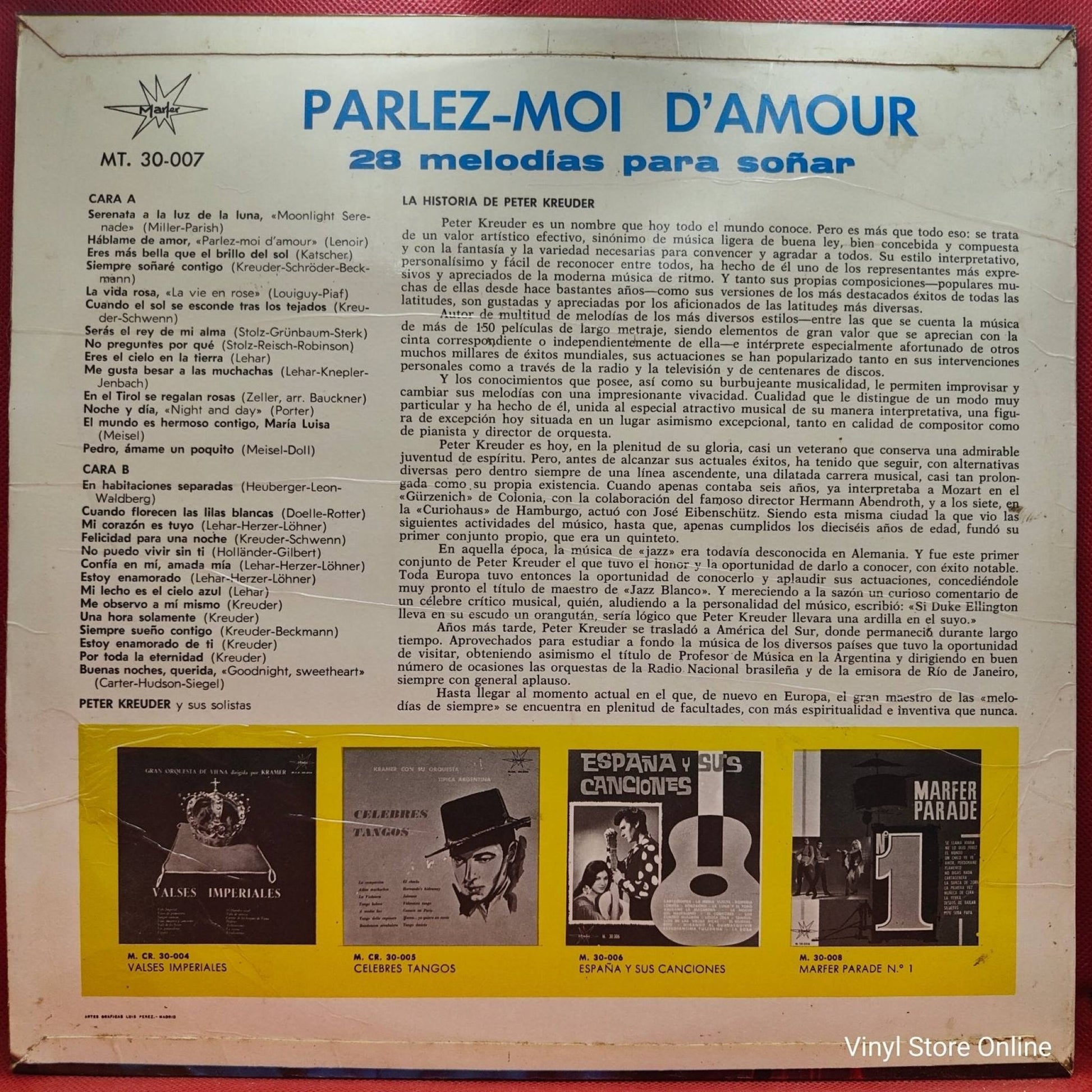 Peter Kreuder Y Sus Solistas ‎– Parlez - moi D'amour - Vinyl Store Online