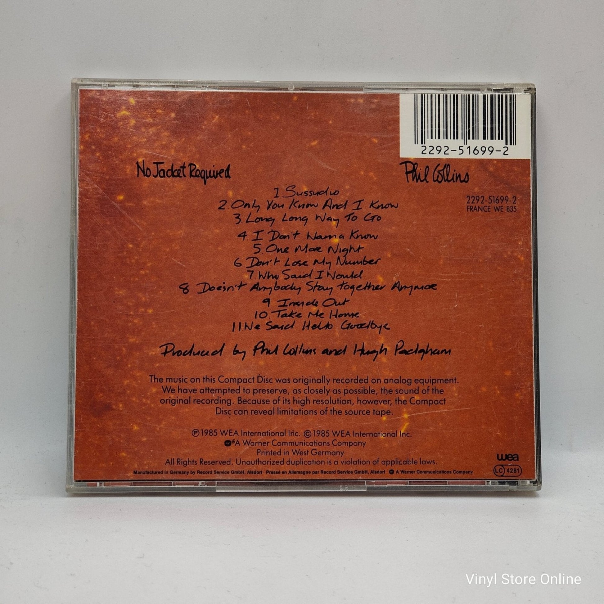 Phil Collins ‎– No Jacket Required - Vinyl Store Online