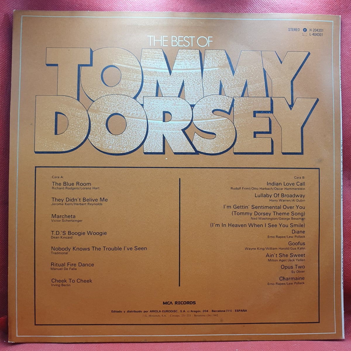 Tommy Dorsey & His Orchestra - The Best Of Tommy Dorsey (LP) · fotografia 2 · VSO#1145-2871
