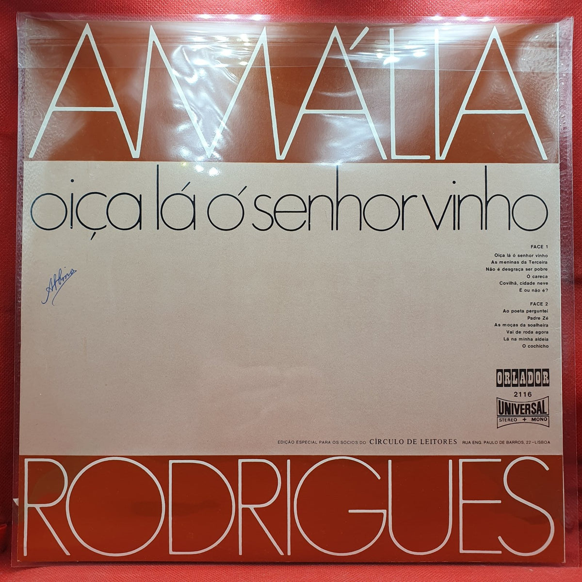 Amália Rodrigues - Oiça Lá Ó Senhor Vinho (LP) · fotografia 2 · VSO#1184-2965
