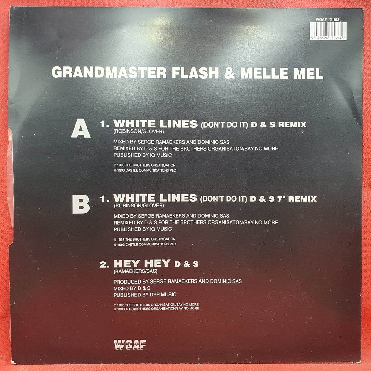 Grandmaster Flash & Melle Mel / D & S - White Lines (Don't Do It) / Hey Hey (Maxis) · fotografia 2 · VSO#1525-3828