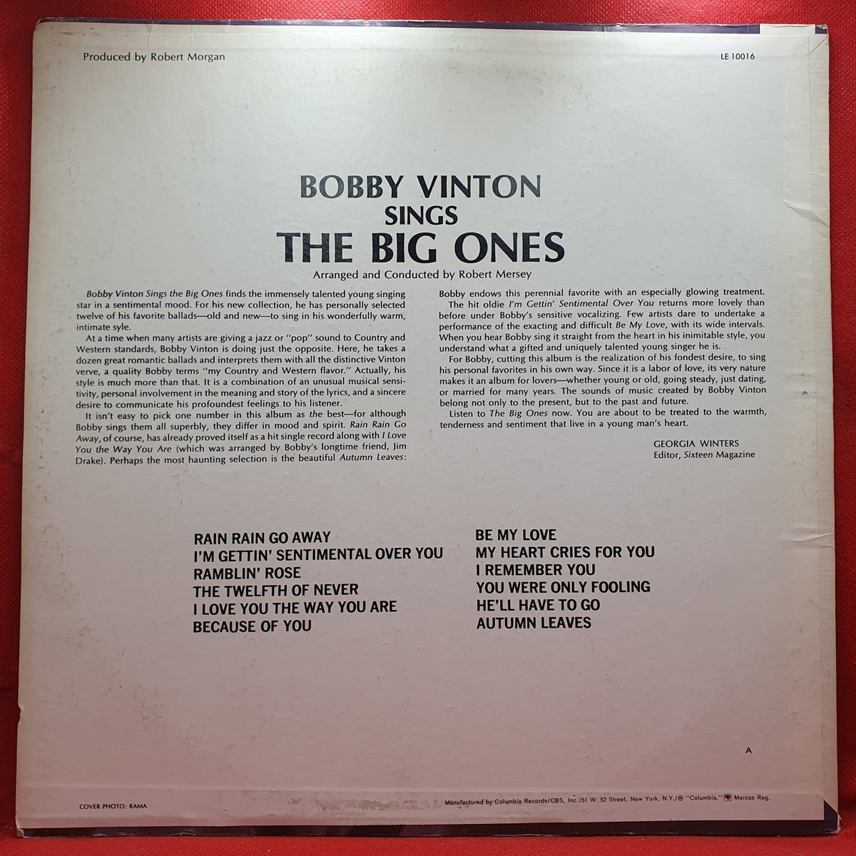 Bobby Vinton - Bobby Vinton Sings The Big Ones (LP) · fotografia 2 · VSO#1614-3978